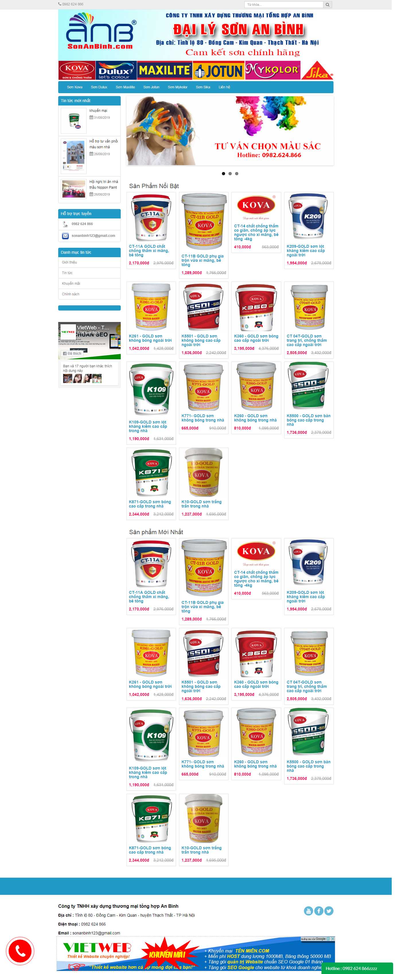 Thiết kế Web bán sơn sonanbinh.com