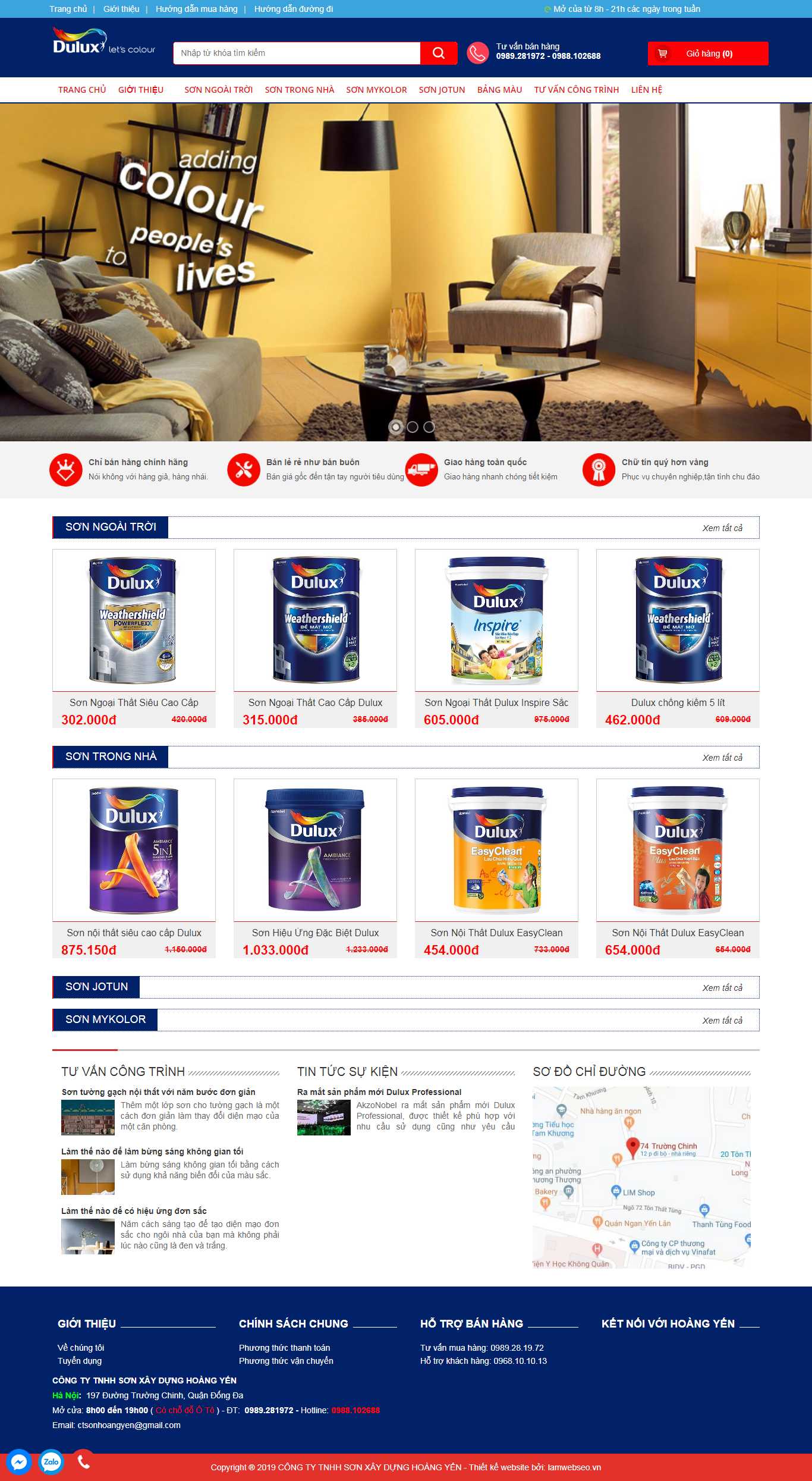 Thiết kế Web bán sơn sondulux5in1.com.vn