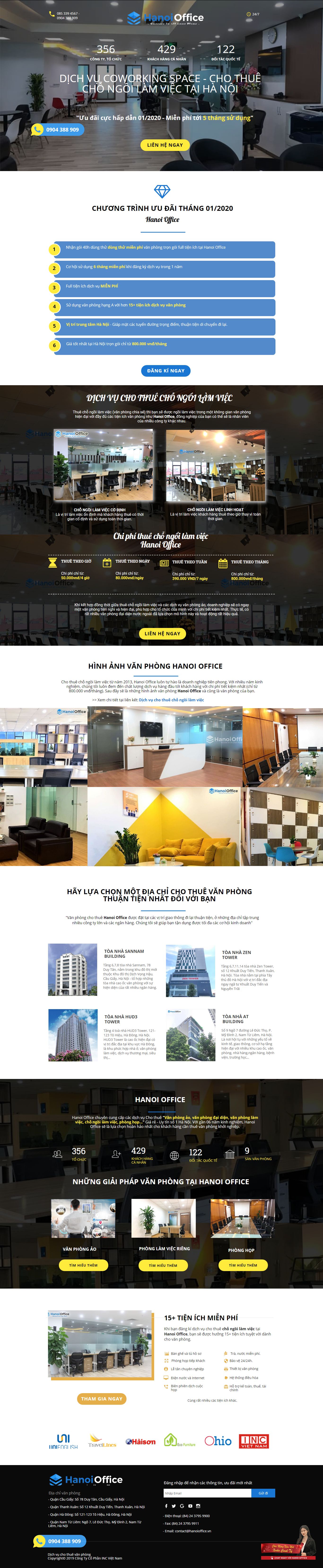 Thiết kế Web văn phòng chia sẻ chongoilamviec.hanoioffice.vn