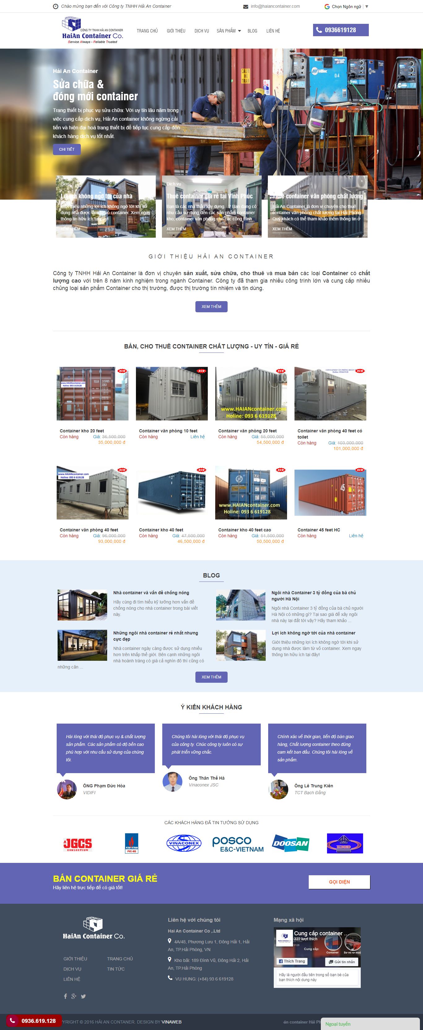 Thiết kế Web mua bán container haiancontainer.com