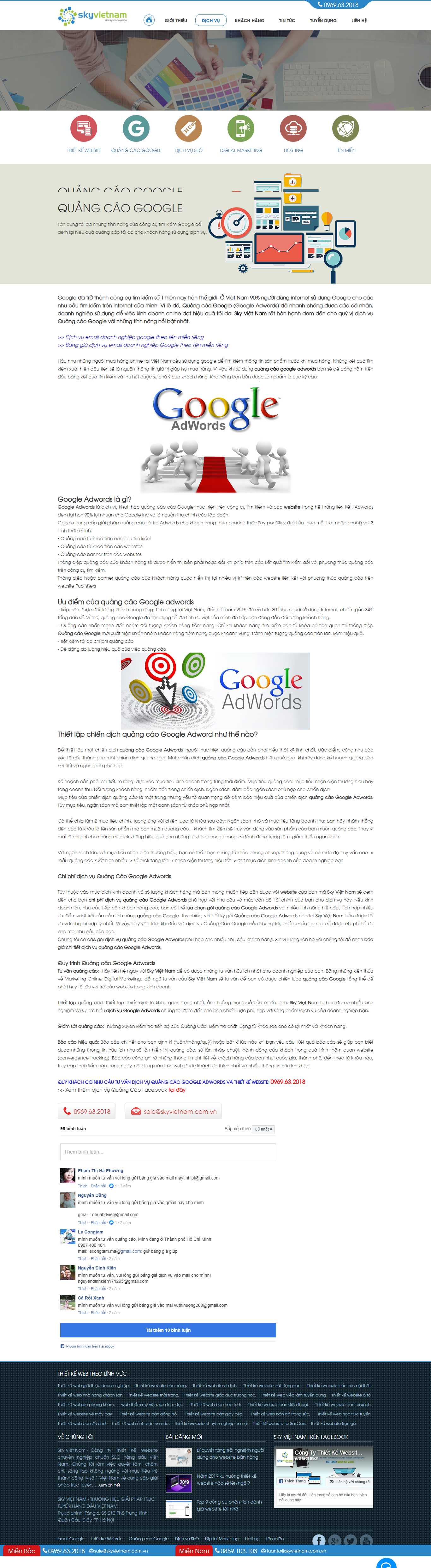 Thiết kế Web quảng cáo google skyvietnam.com.vn