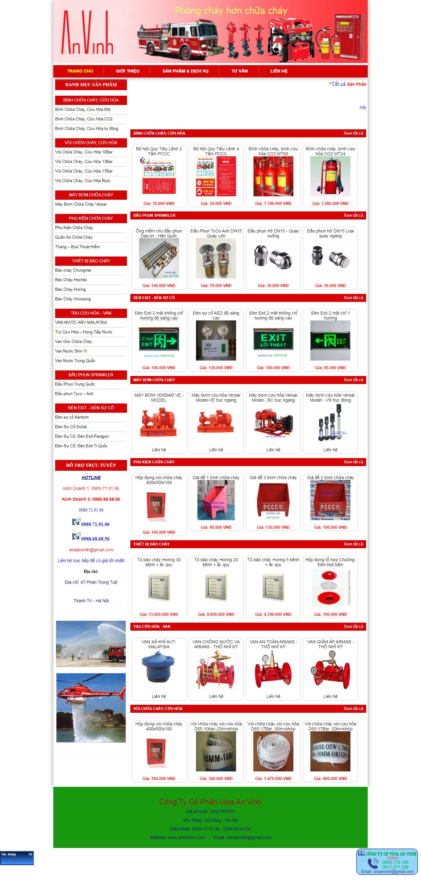 Thiết kế Web phòng cháy, chữa cháy anvinhvn.com