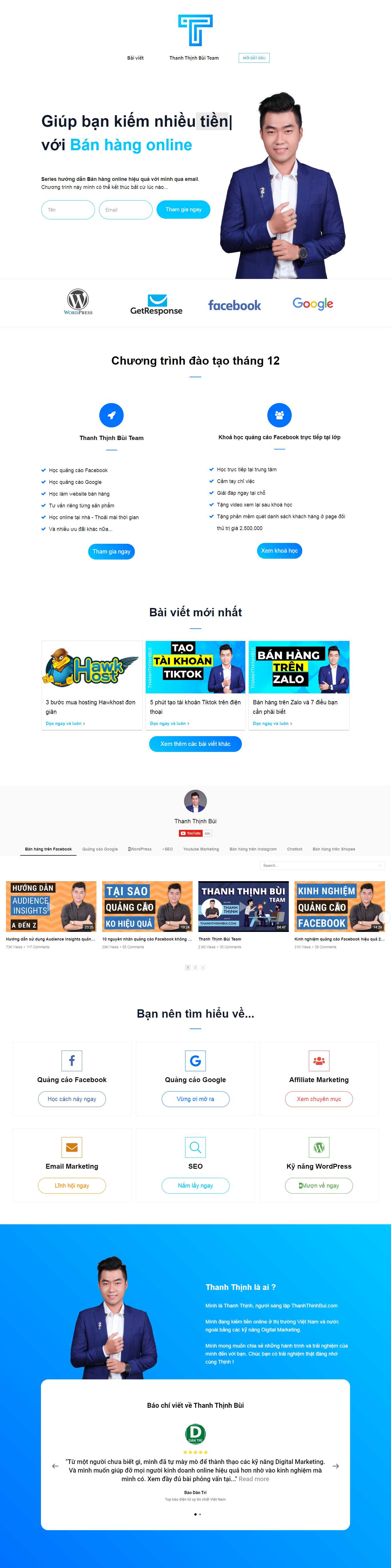 Thiết kế Web quảng cáo facebook thanhthinhbui.com