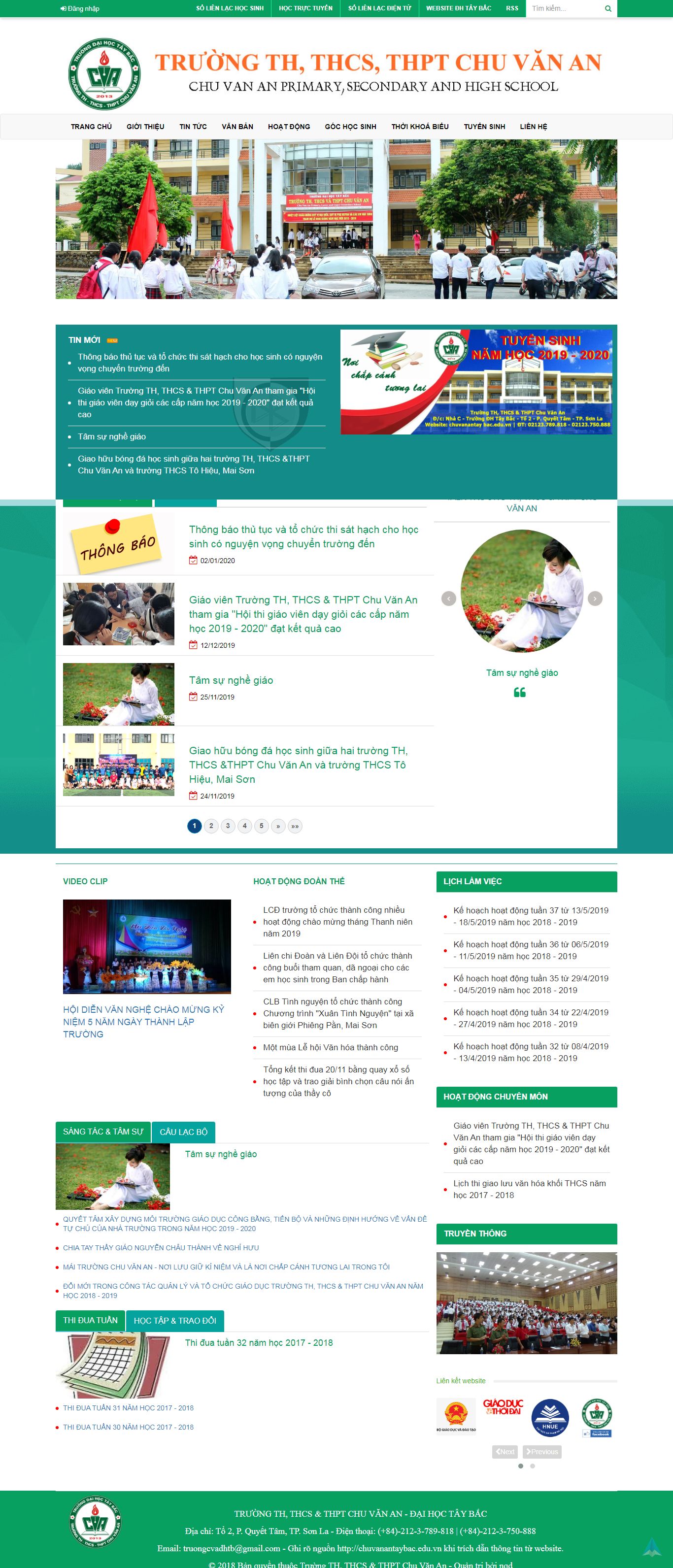 Thiết kế Web trung học cơ sở chuvanantaybac.edu.vn