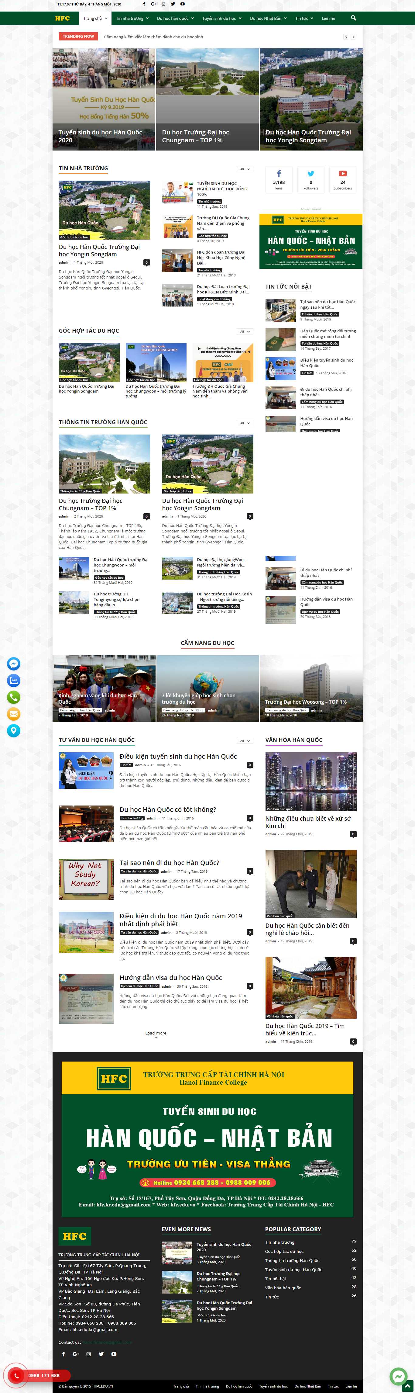 Thiết kế Web du học hàn quốc hfc.edu.vn