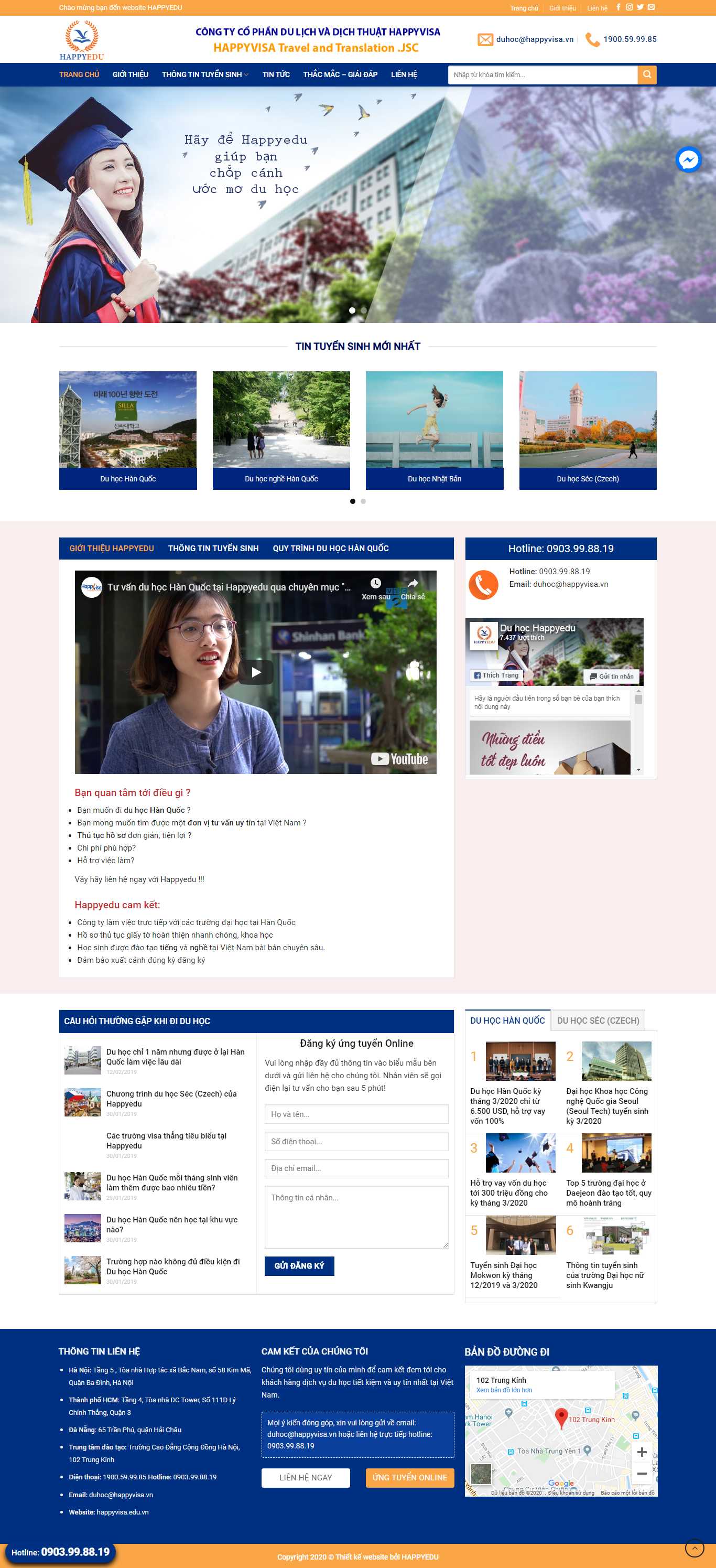 Thiết kế Web du học hàn quốc happyvisa.edu.vn