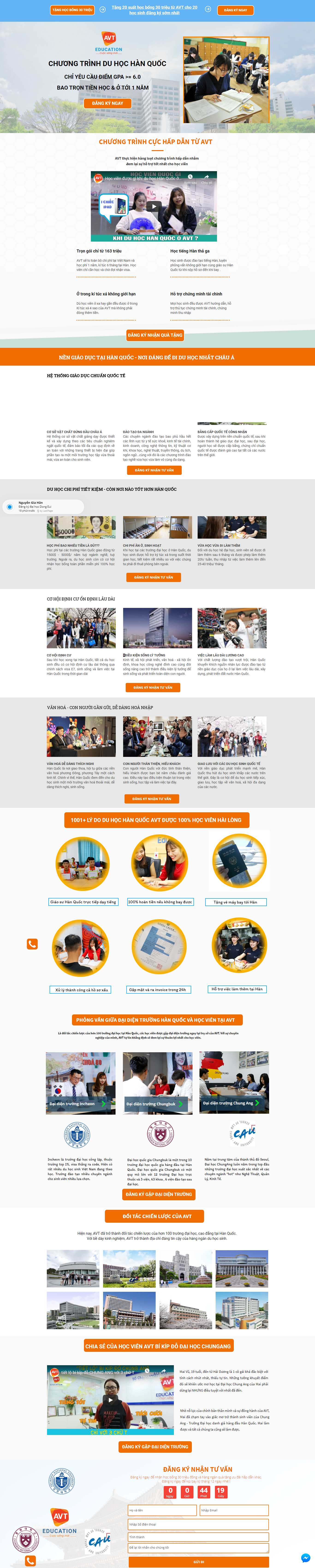Thiết kế Web du học hàn quốc duhochanquoc.avt.edu.vn