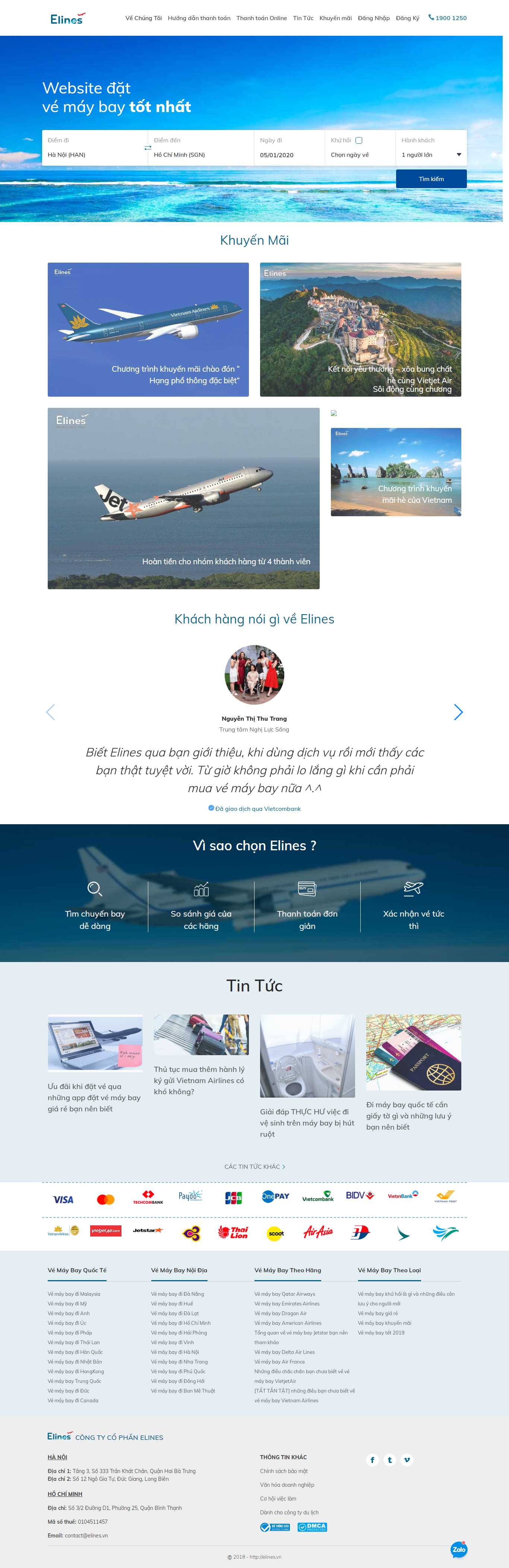 Thiết kế Web vé máy bay giá rẻ elines.vn