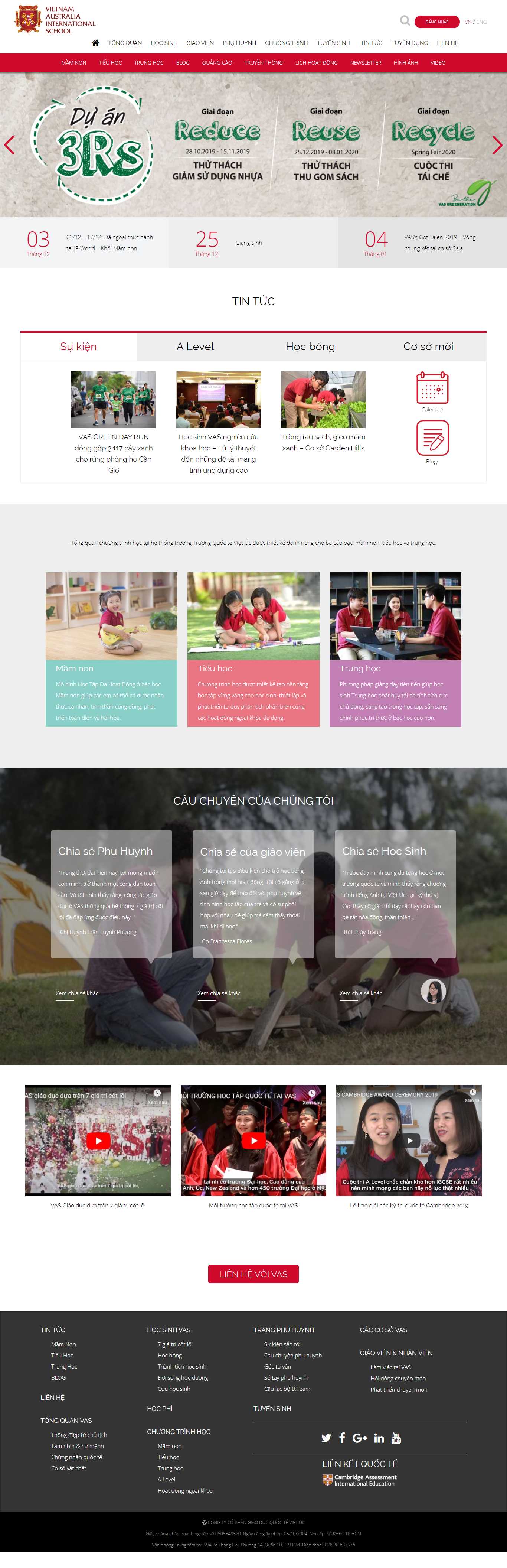 Thiết kế Web trường cấp 1 vas.edu.vn