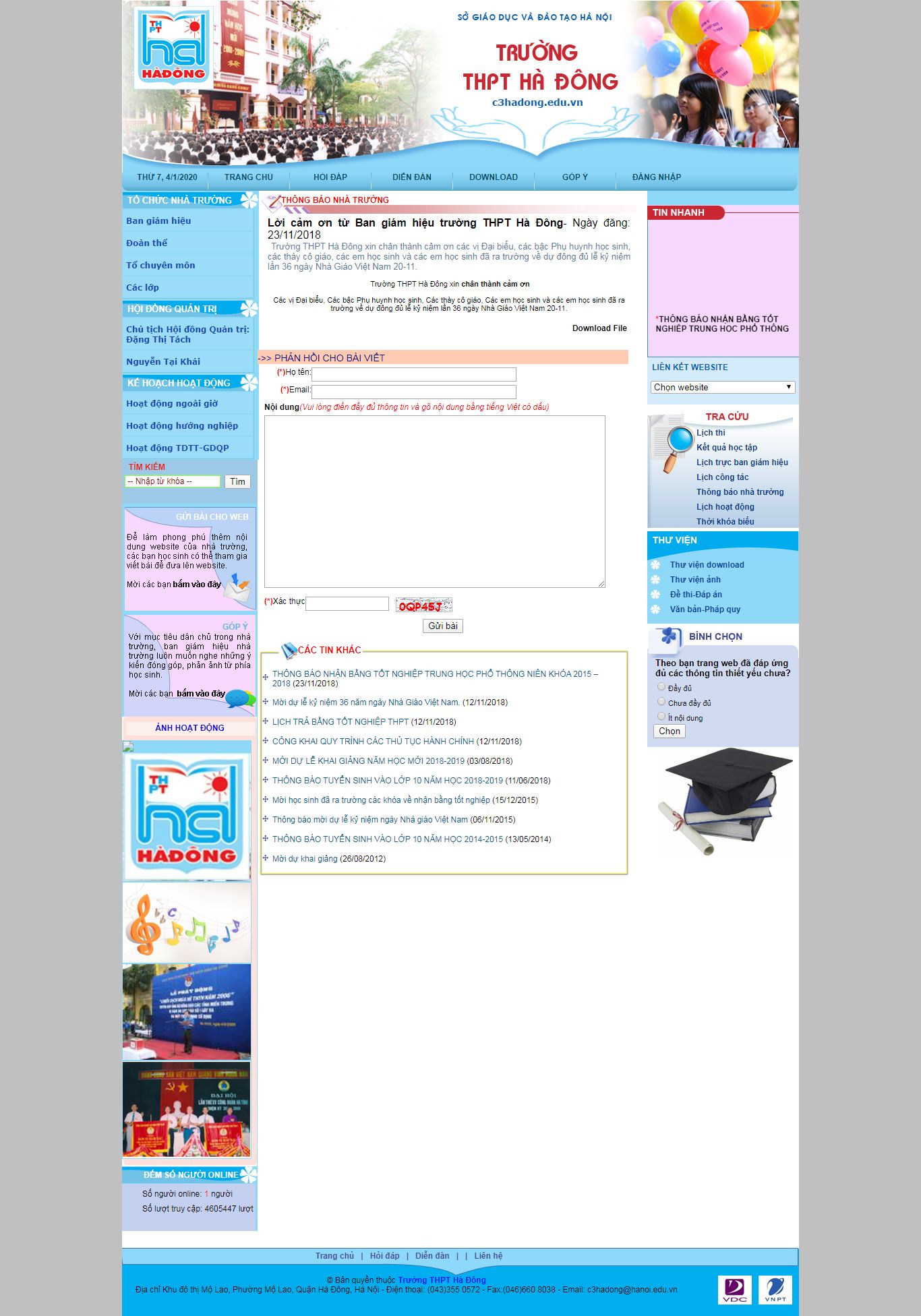 Thiết kế Web trung học phổ thông c3hadong.edu.vn
