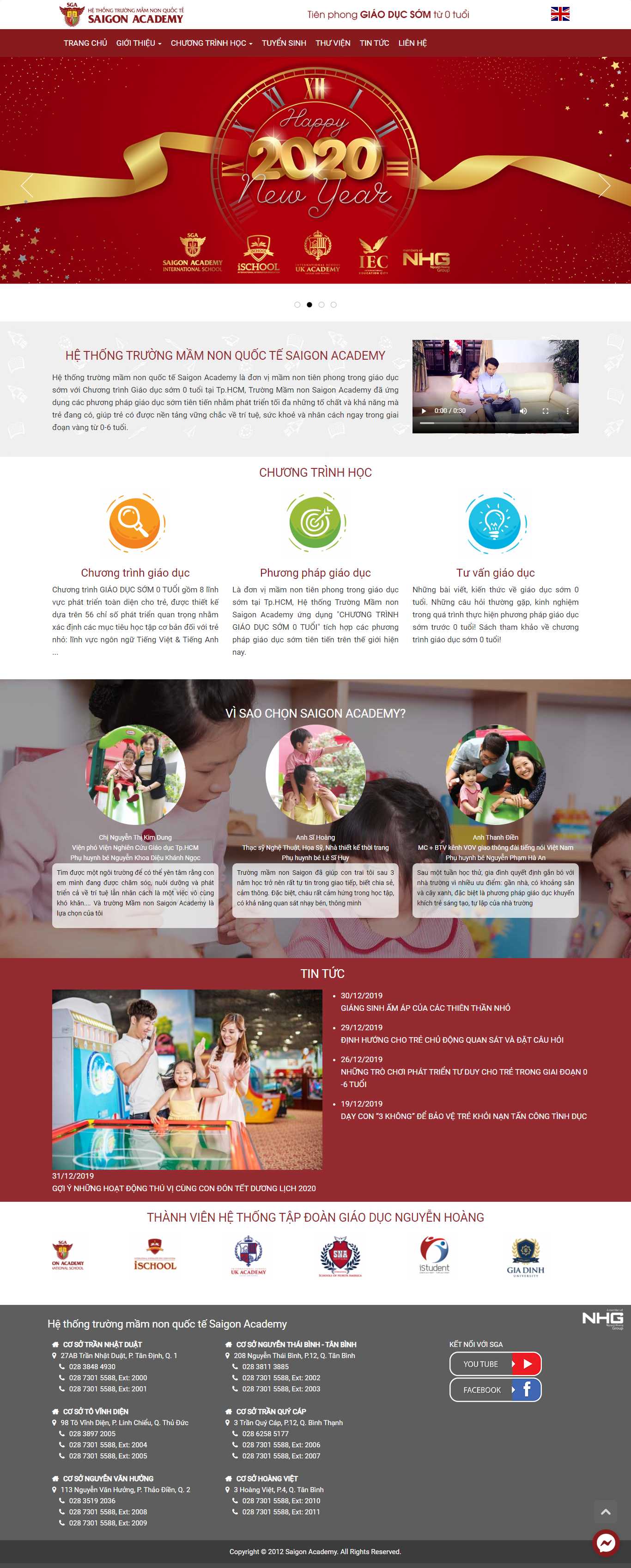 Thiết kế Web trường mầm non saigonacademy.com