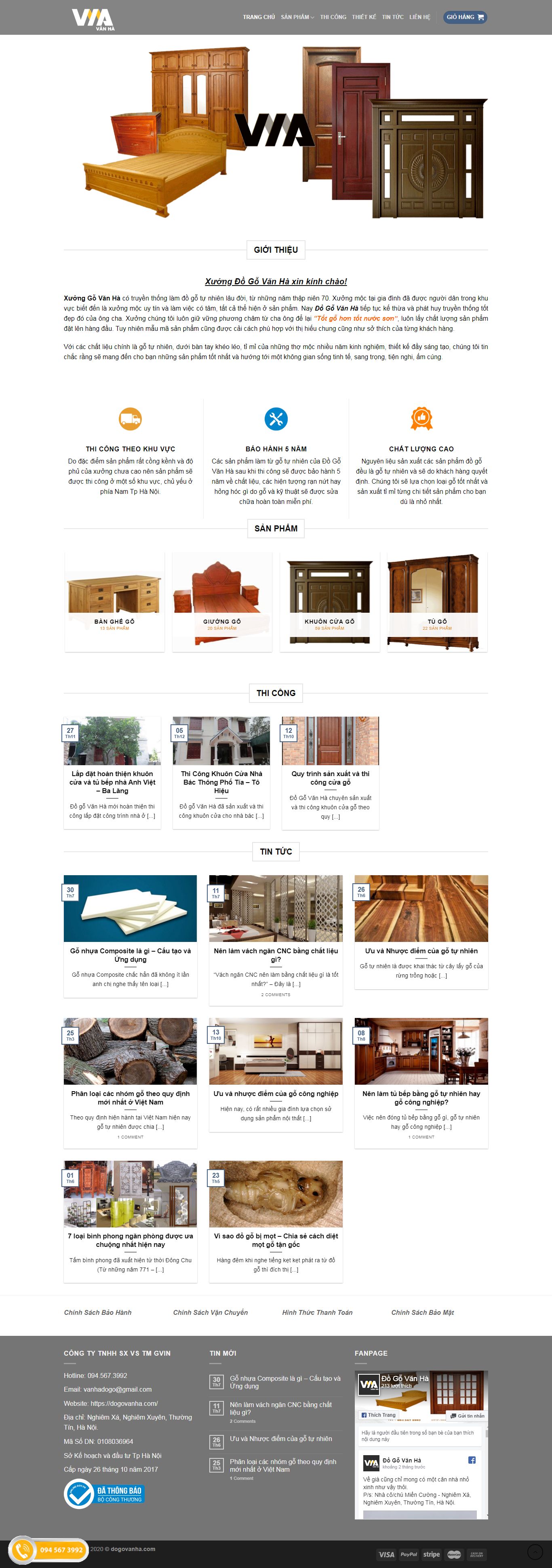 Thiết kế Web xưởng gỗ dogovanha.com