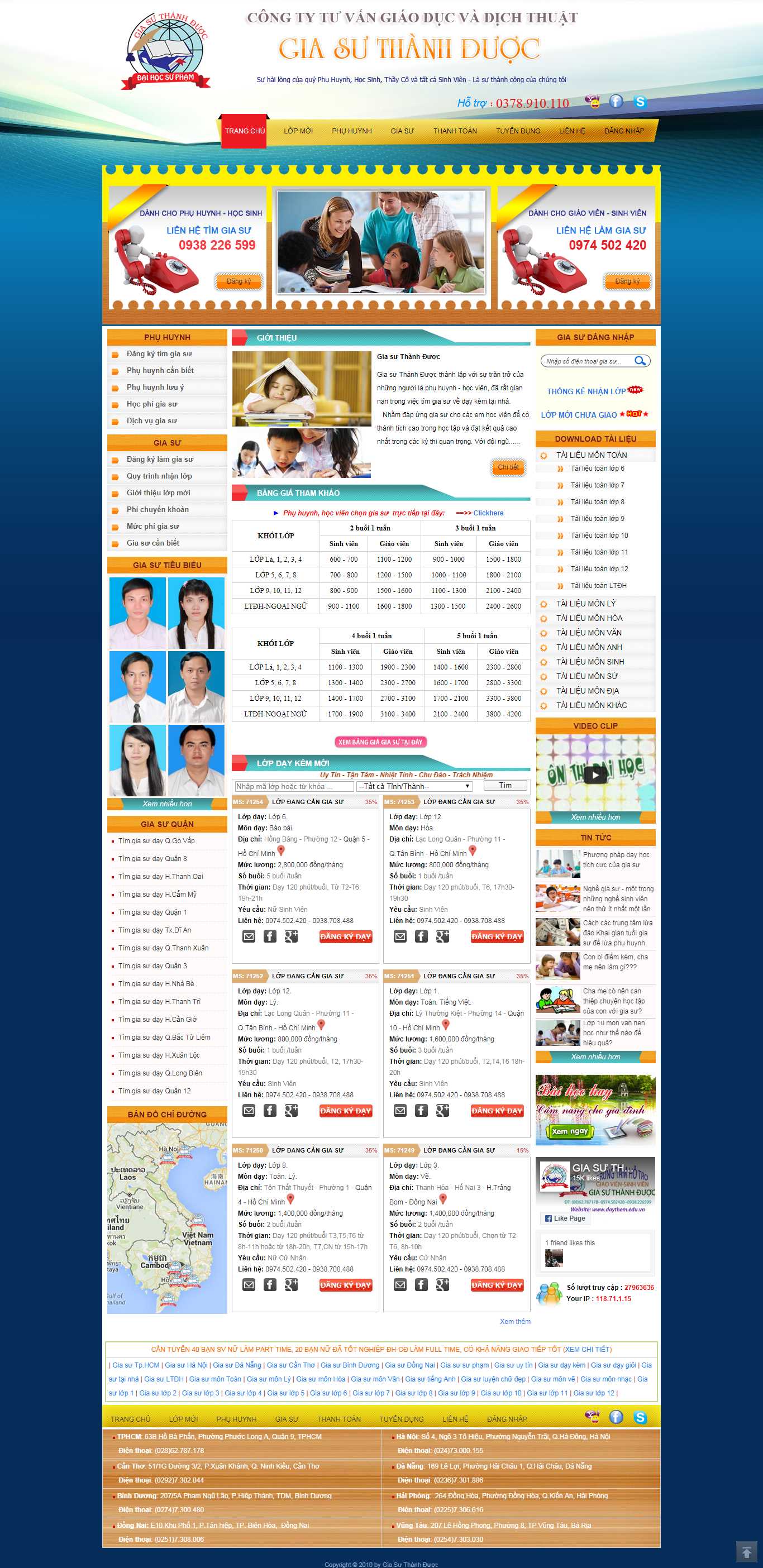 Thiết kế Web trung tâm gia sư daythem.edu.vn