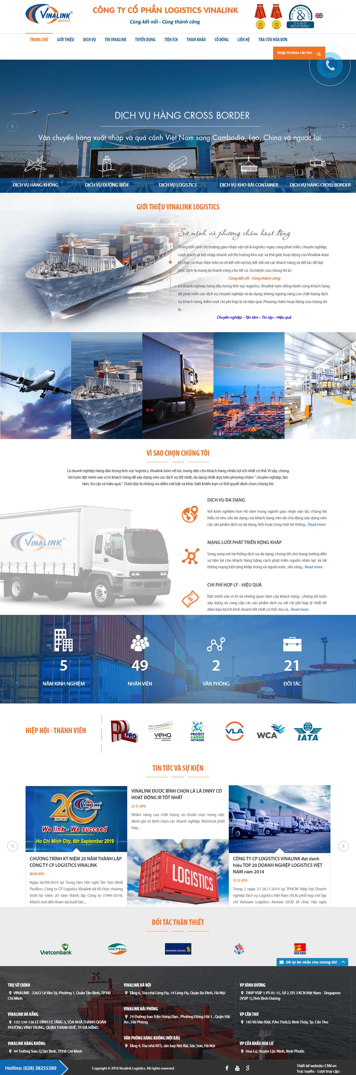 Thiết kế Web dịch vụ logistics vinalinklogistics.com