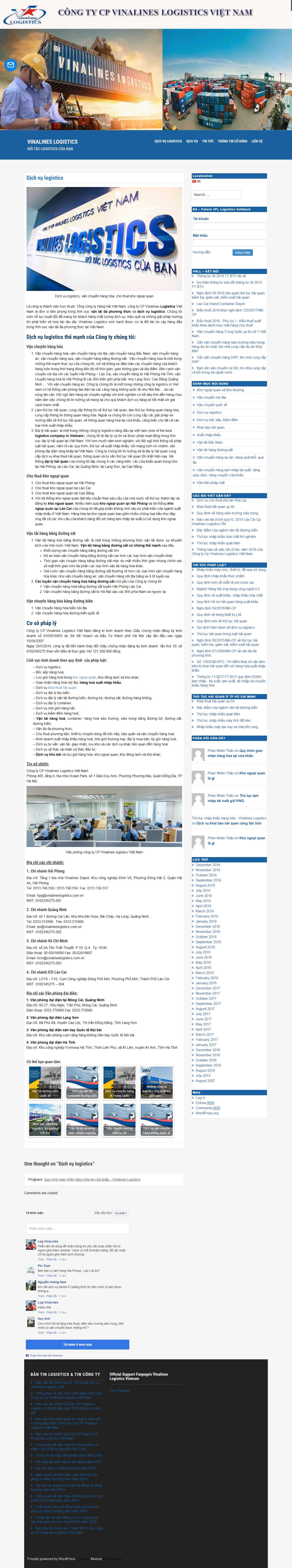 Thiết kế Web dịch vụ logistics vnll.com.vn