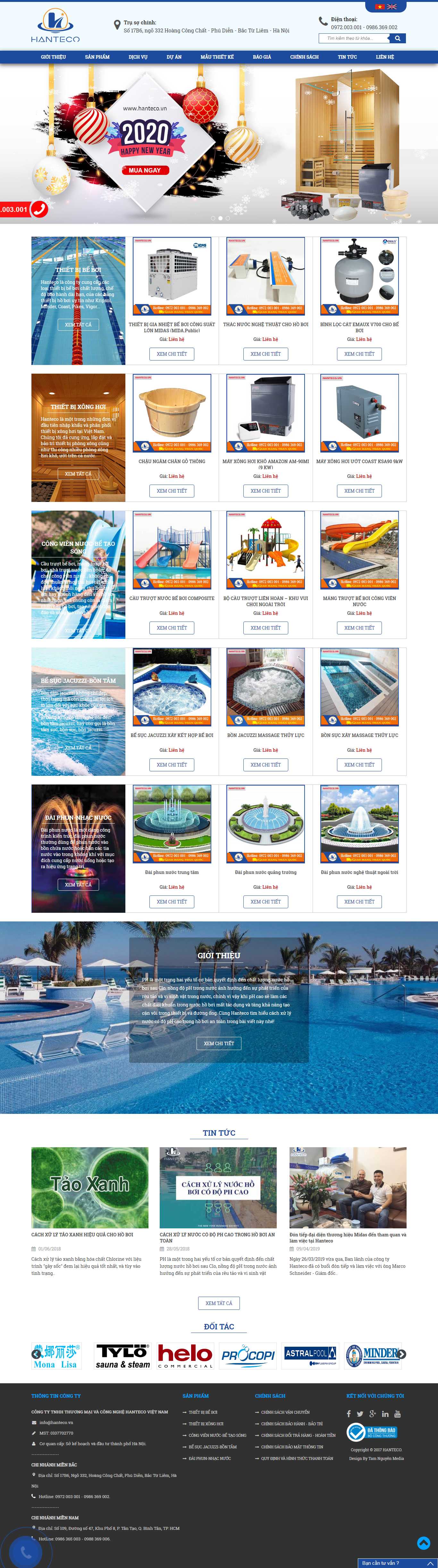 Thiết kế Web bể bơi hanteco.vn