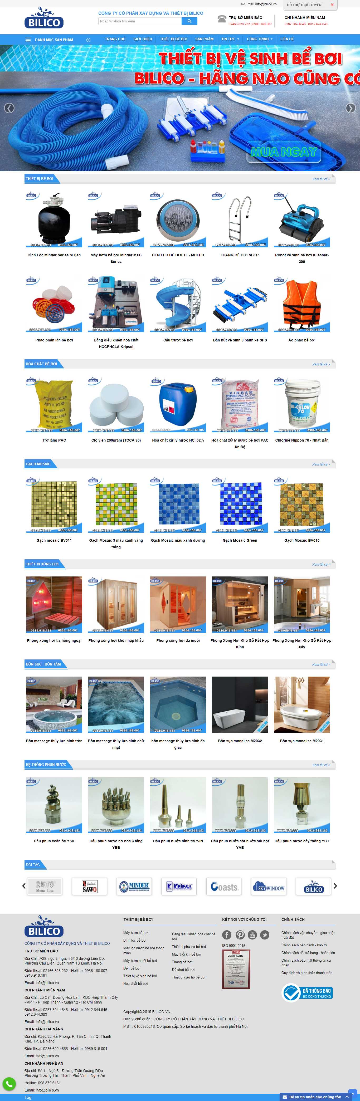 Thiết kế Web bể bơi bilico.vn