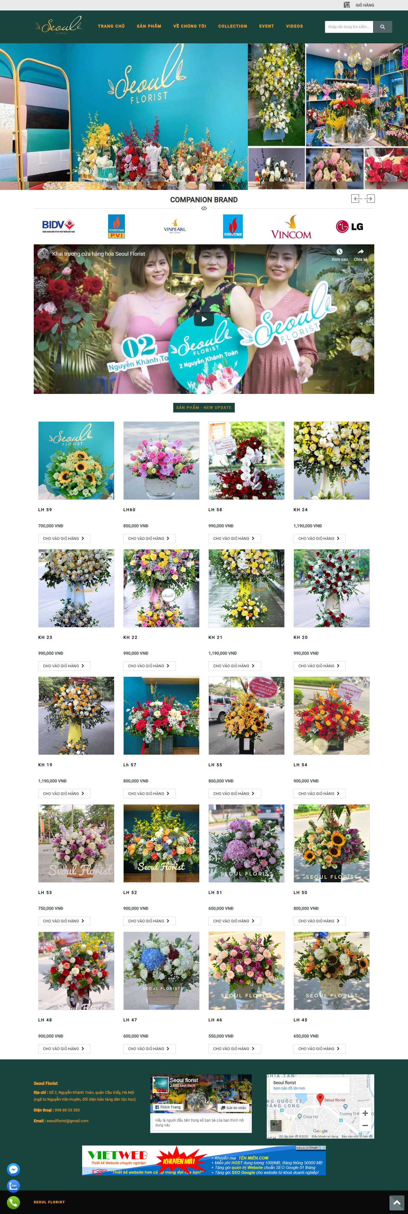Thiết kế Web shop bán hoa seoulflorist.vn