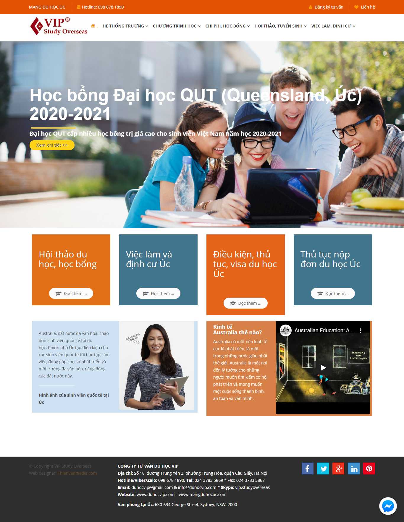 Thiết kế Web du học nước ngoài mangduhocuc.com