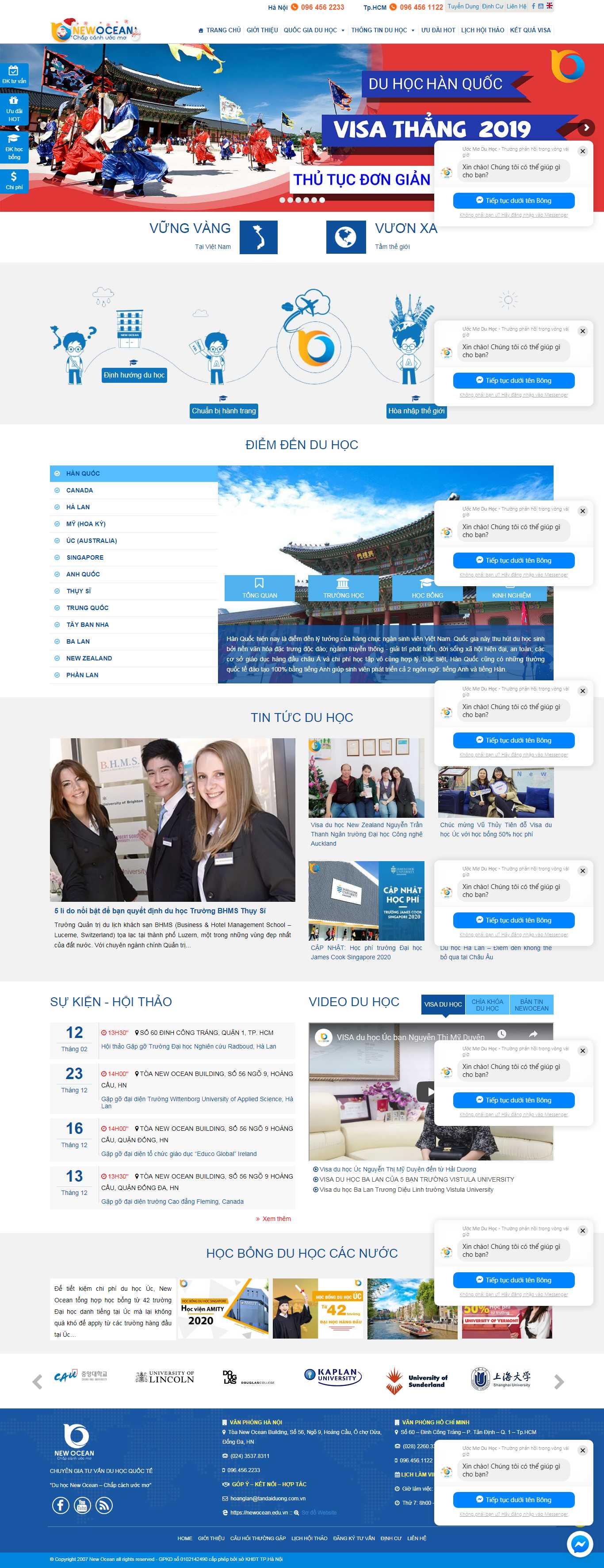 Thiết kế Web du học nước ngoài newocean.edu.vn