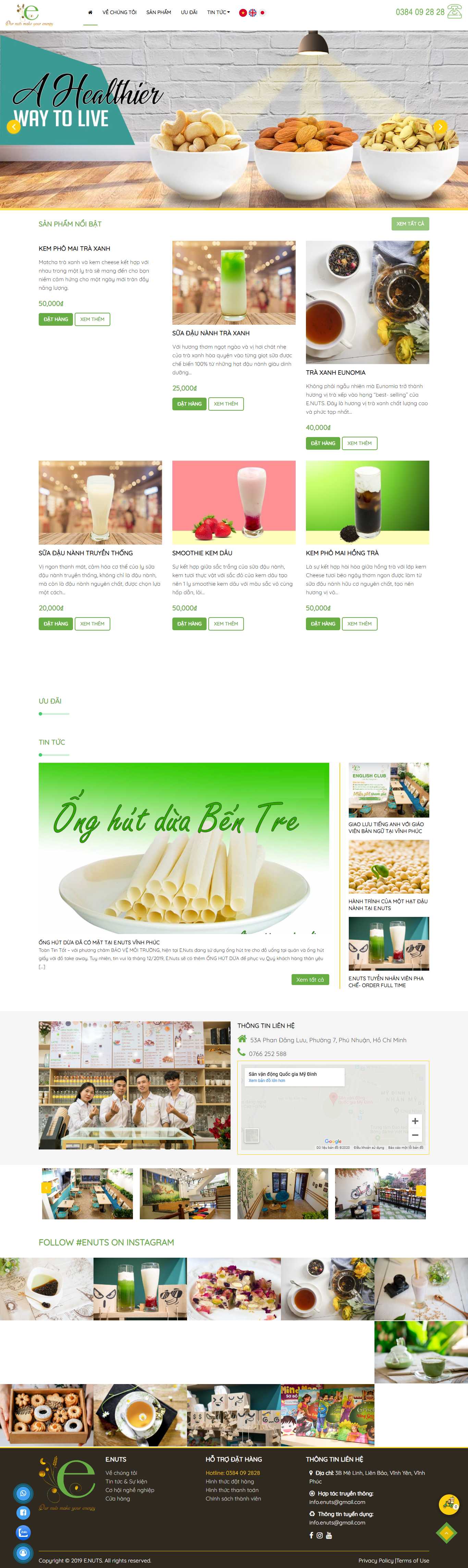 Thiết kế Web quán cà fe enuts.com.vn