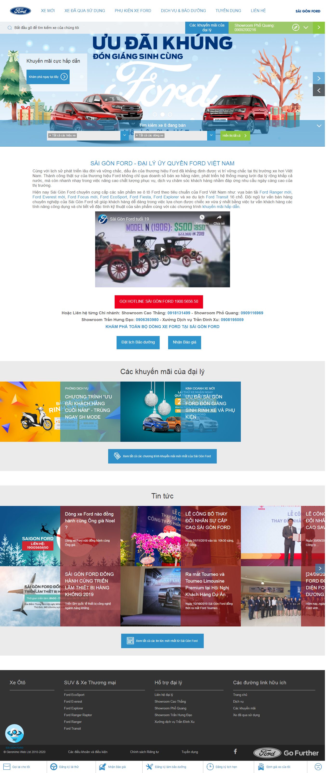 Thiết kế Web showroom sửa chữa ô tô, xe máy saigonford.com.vn