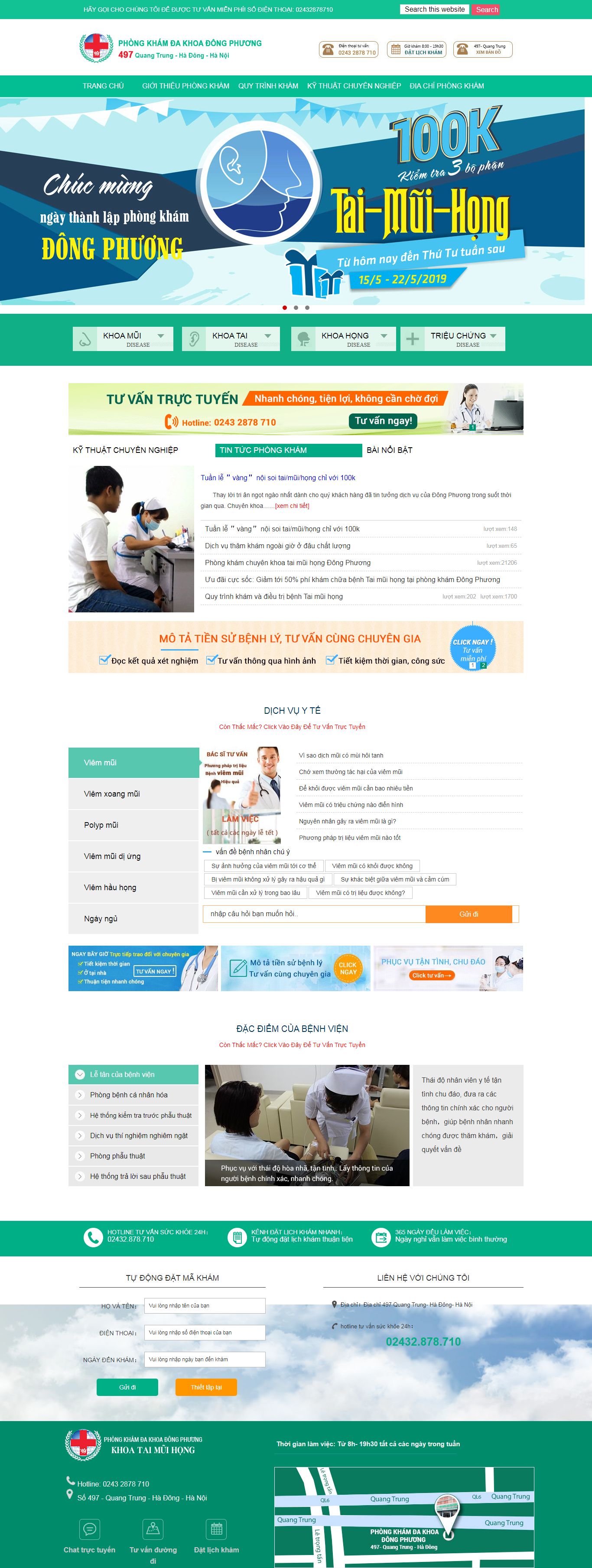 Thiết kế Web phòng khám tai mũi họng benhvientaimuihong.net