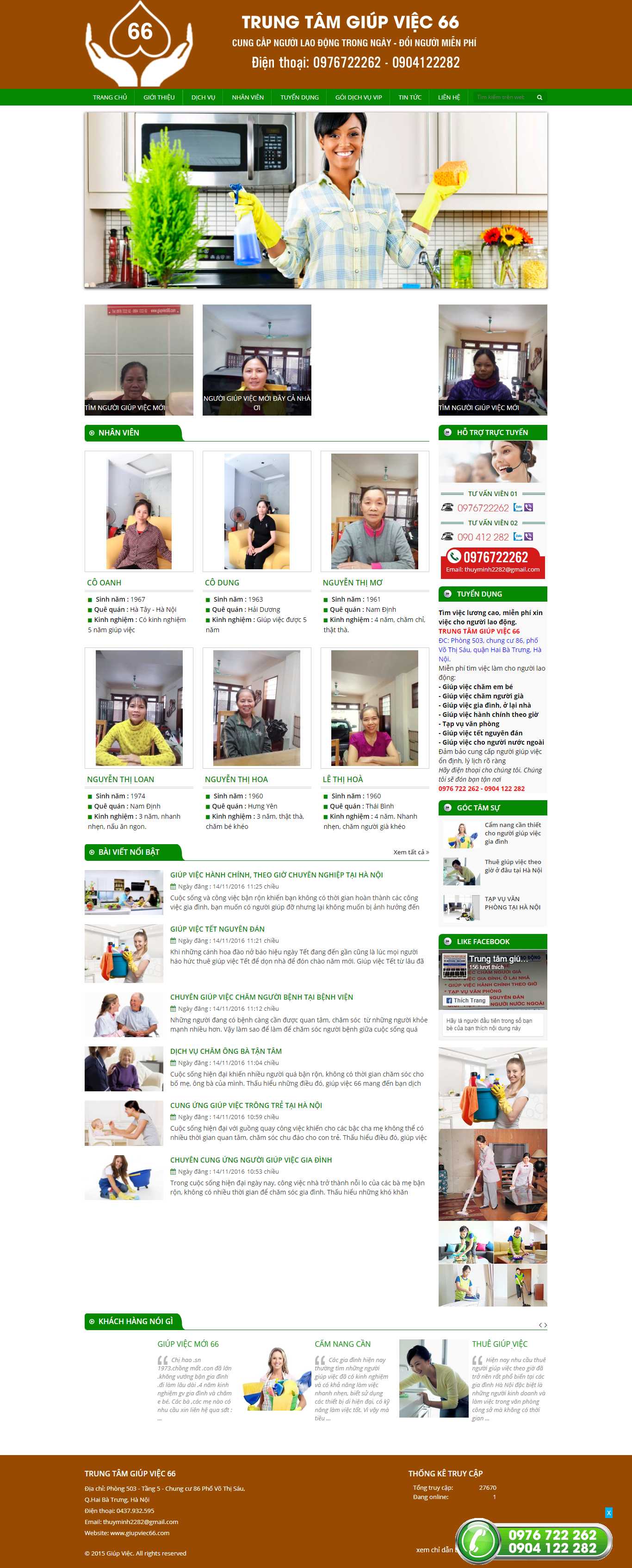 Thiết kế Web dịch vụ giúp việc giupviec66.com