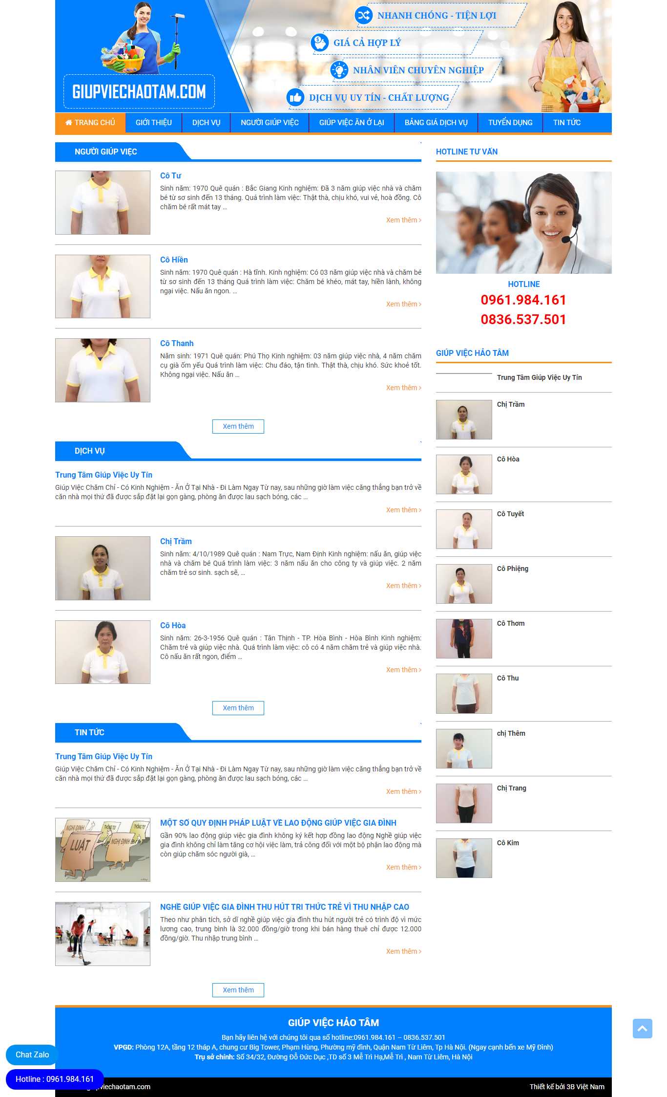 Thiết kế Web dịch vụ giúp việc giupviechaotam.com