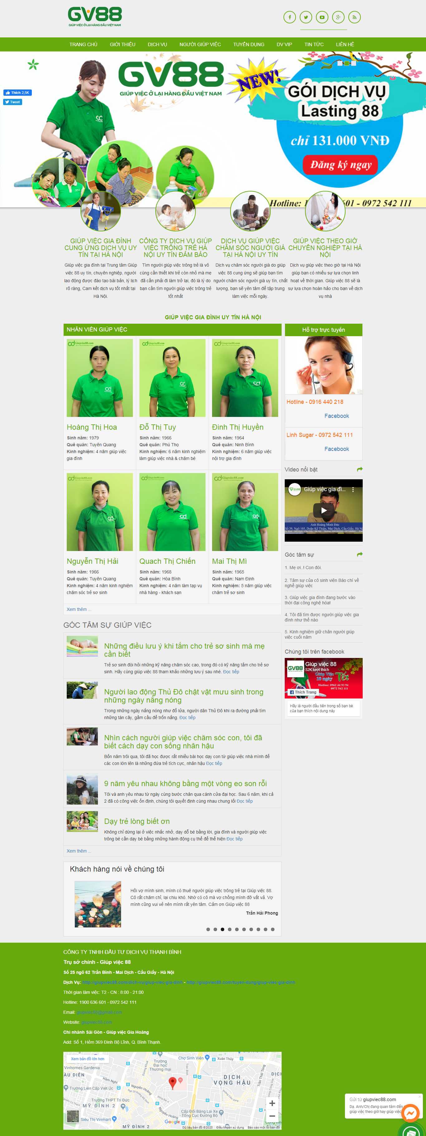 Thiết kế Web dịch vụ giúp việc giupviec88.com