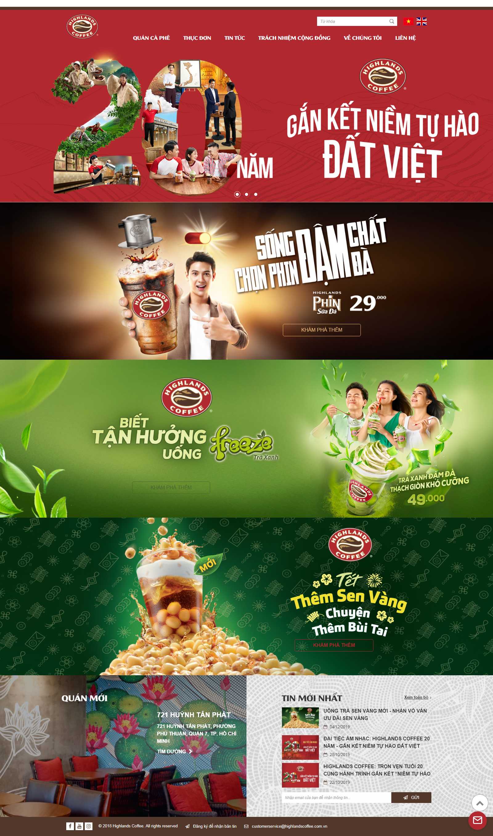 Thiết kế Web quán cà fe highlandscoffee.com.vn