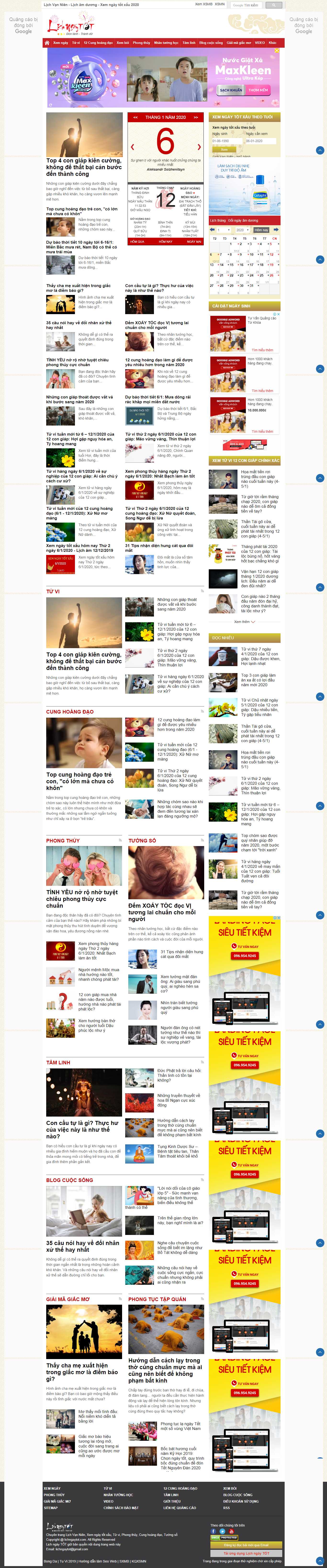 Thiết kế Web phong thủy cuộc sống lichngaytot.com