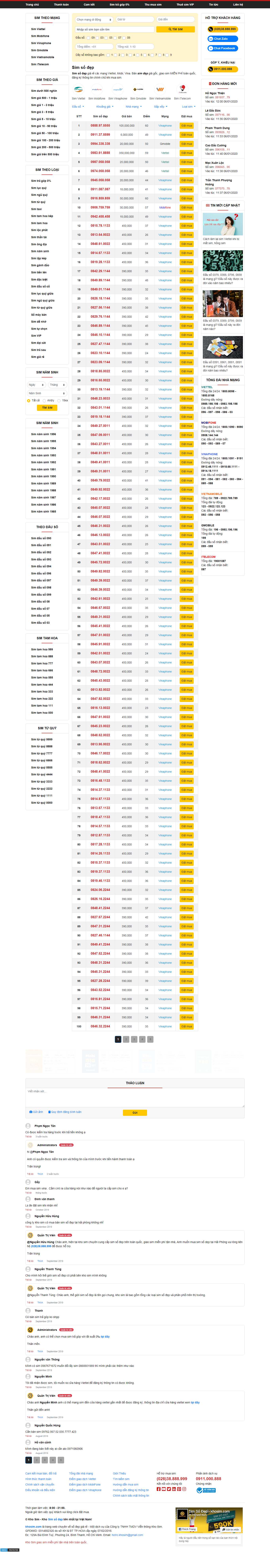 Thiết kế Web sim số khosim.com
