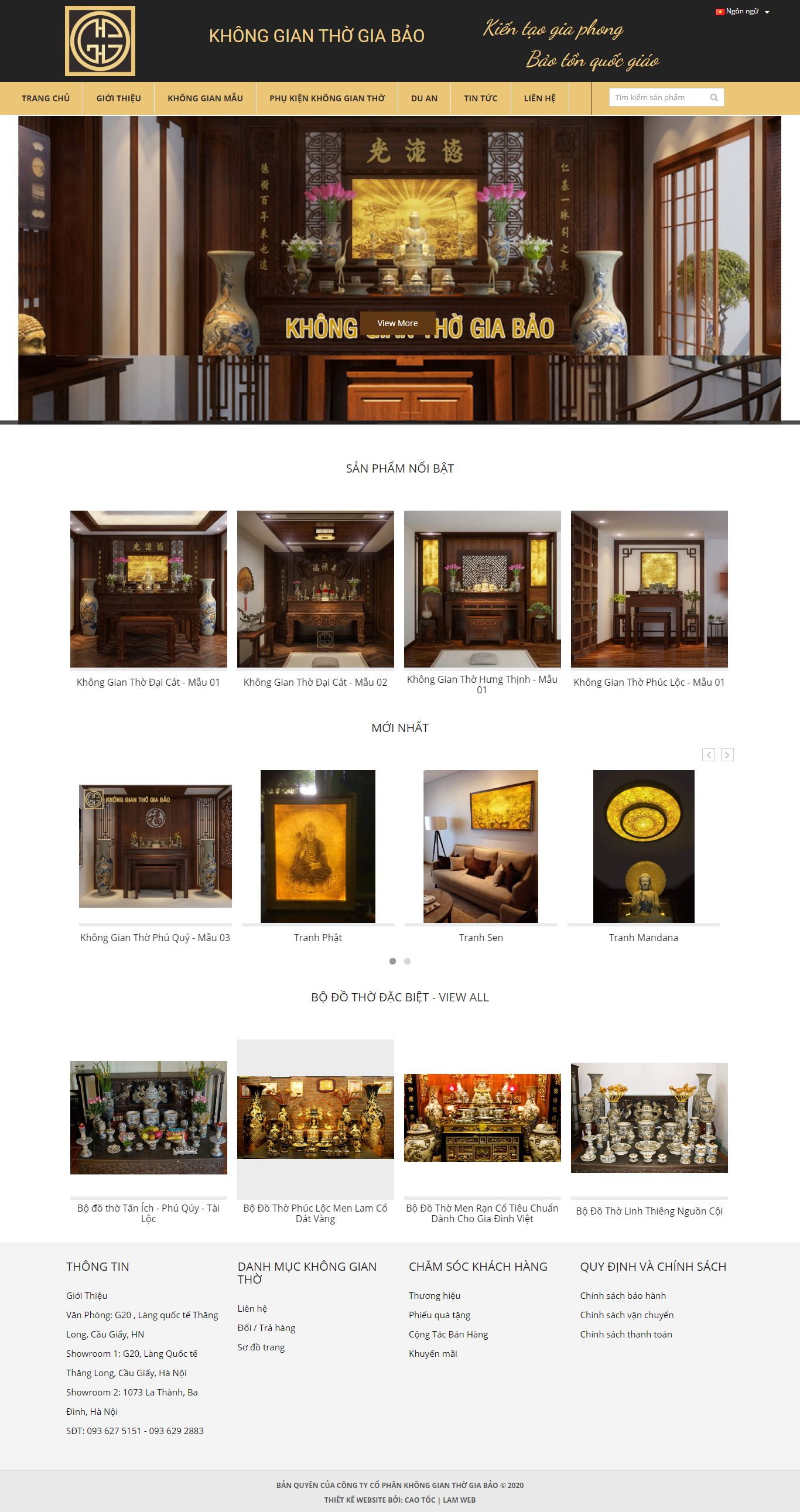 Thiết kế Web bán đồ thờ cúng khonggiantho.vn