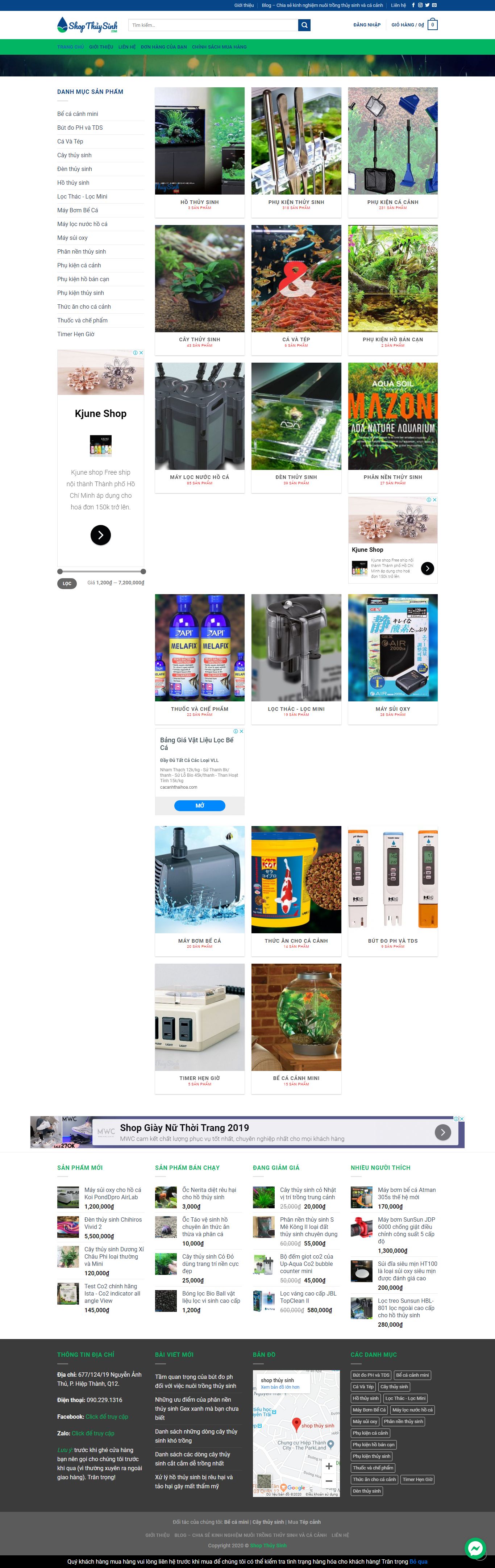 Thiết kế Web bán cá cảnh, cây thủy sinh shopthuysinh.com