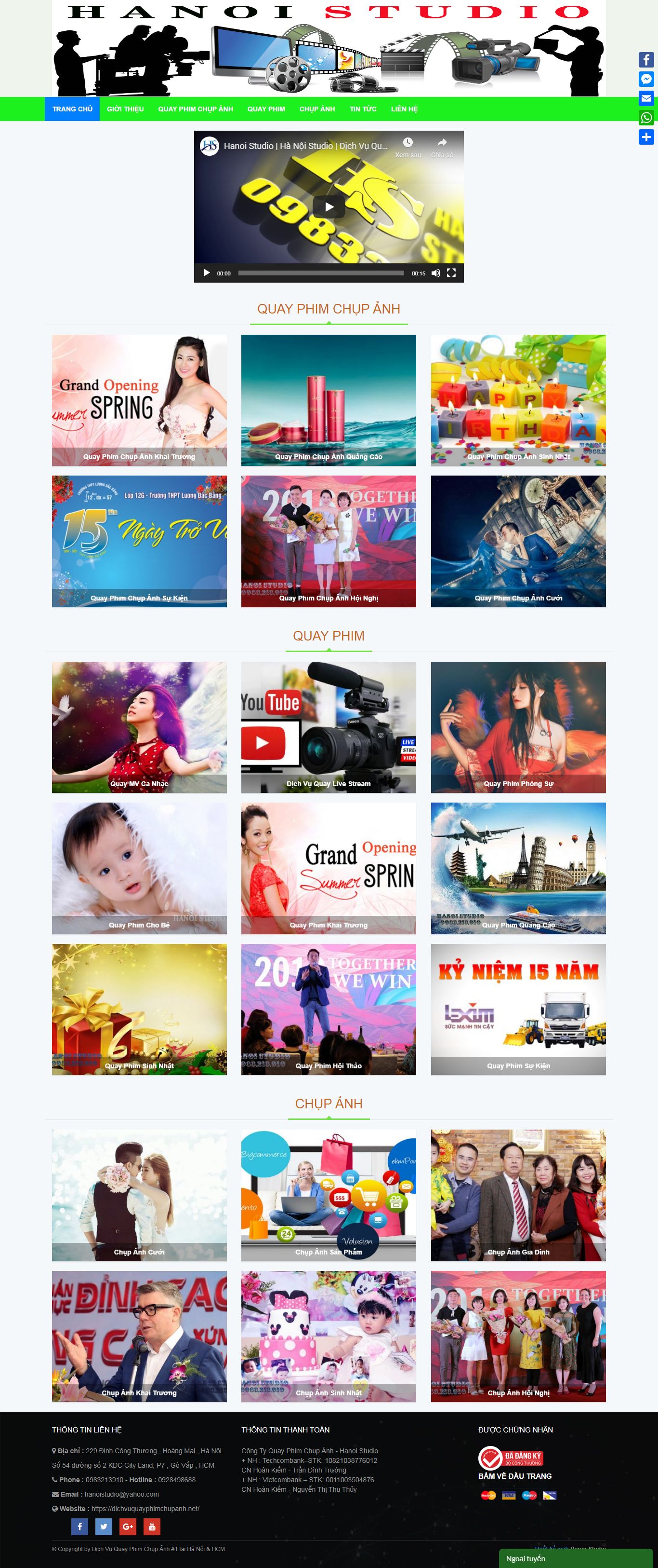 Thiết kế Web dịch vụ quay phim chụp hình dichvuquayphimchupanh.net