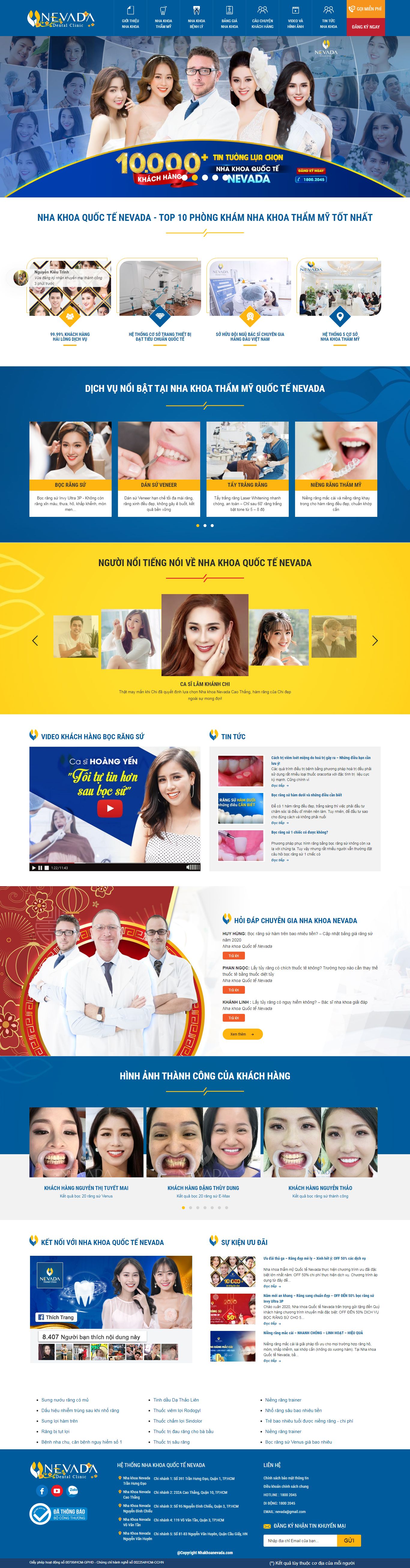 Thiết kế Web phòng khám nha khoa nhakhoanevada.com