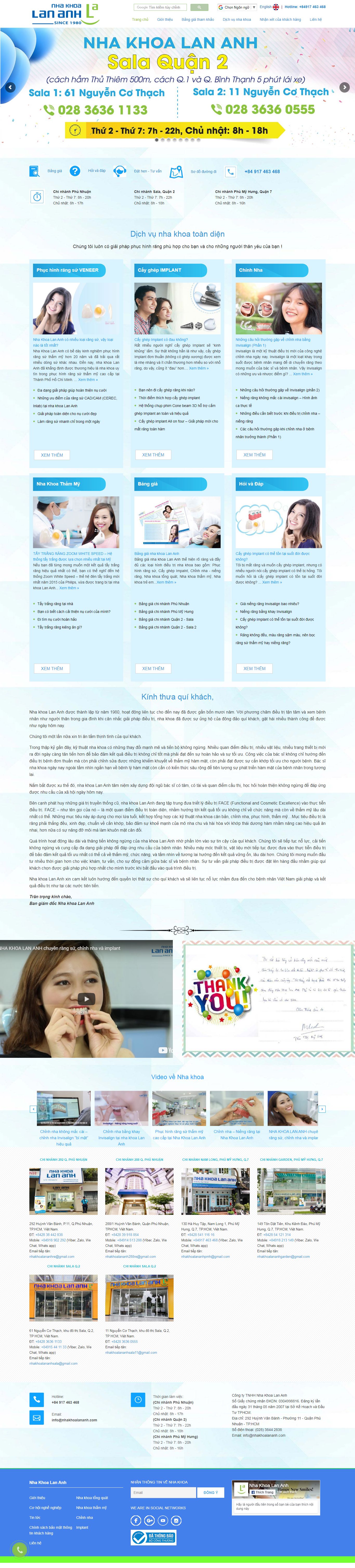 Thiết kế Web phòng khám nha khoa nhakhoalananh.com