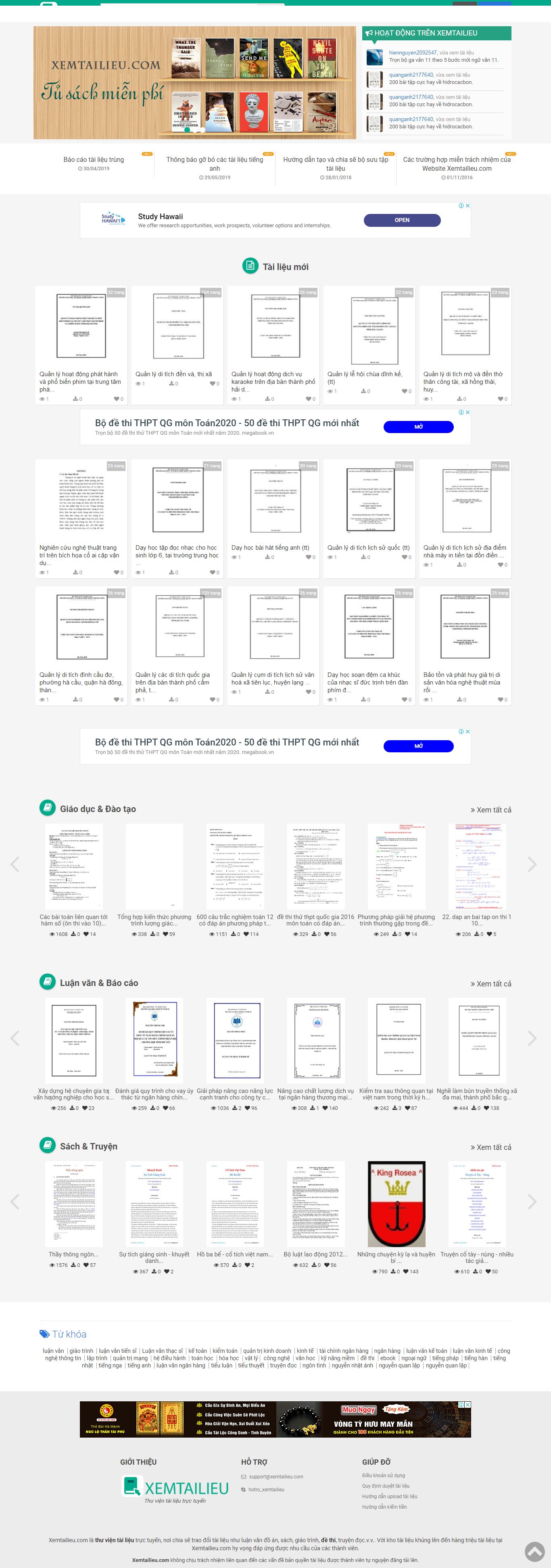 Thiết kế Web bán, chia sẻ tài liệu trực tuyến xemtailieu.com