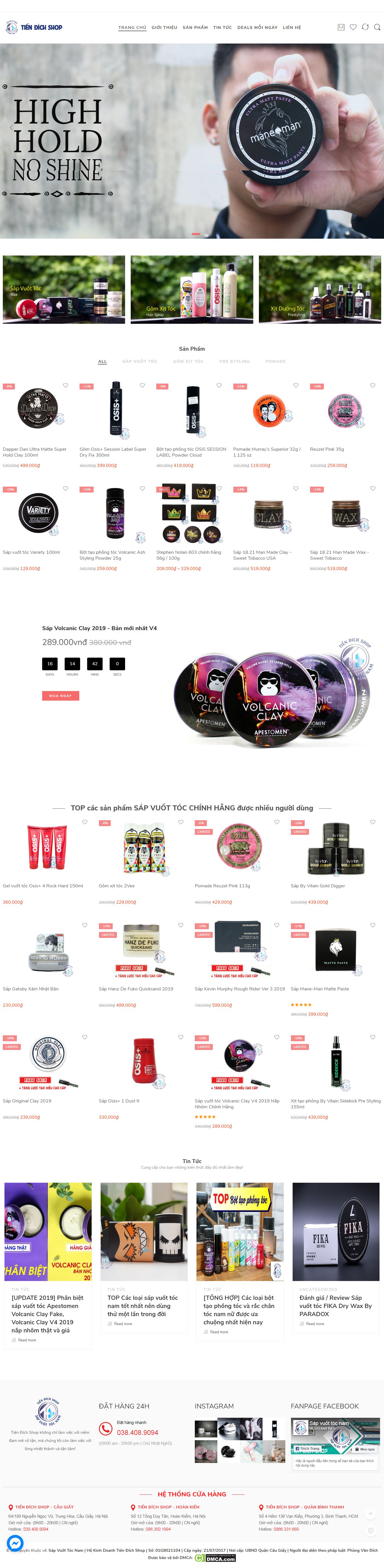 Thiết kế Web bán sáp vuốt tóc sapvuottocnam.com