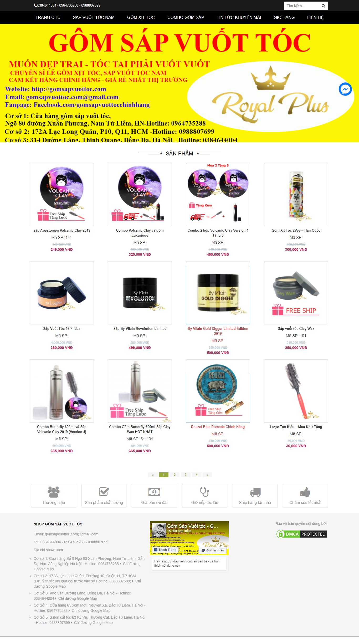 Thiết kế Web bán sáp vuốt tóc gomsapvuottoc.com