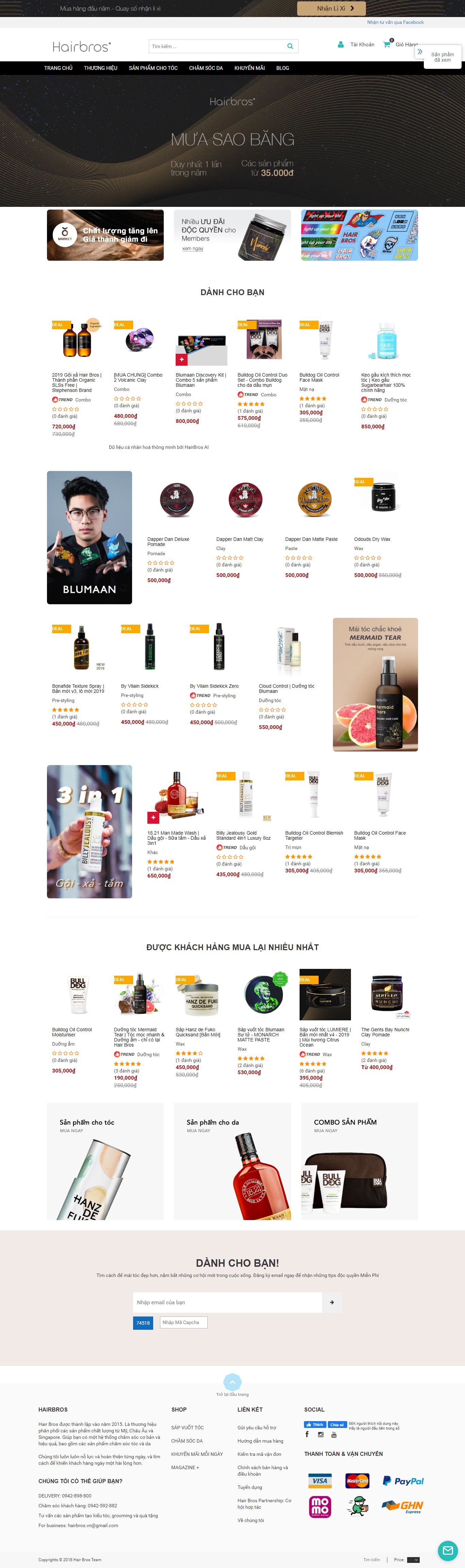 Thiết kế Web bán sáp vuốt tóc hairbros.vn