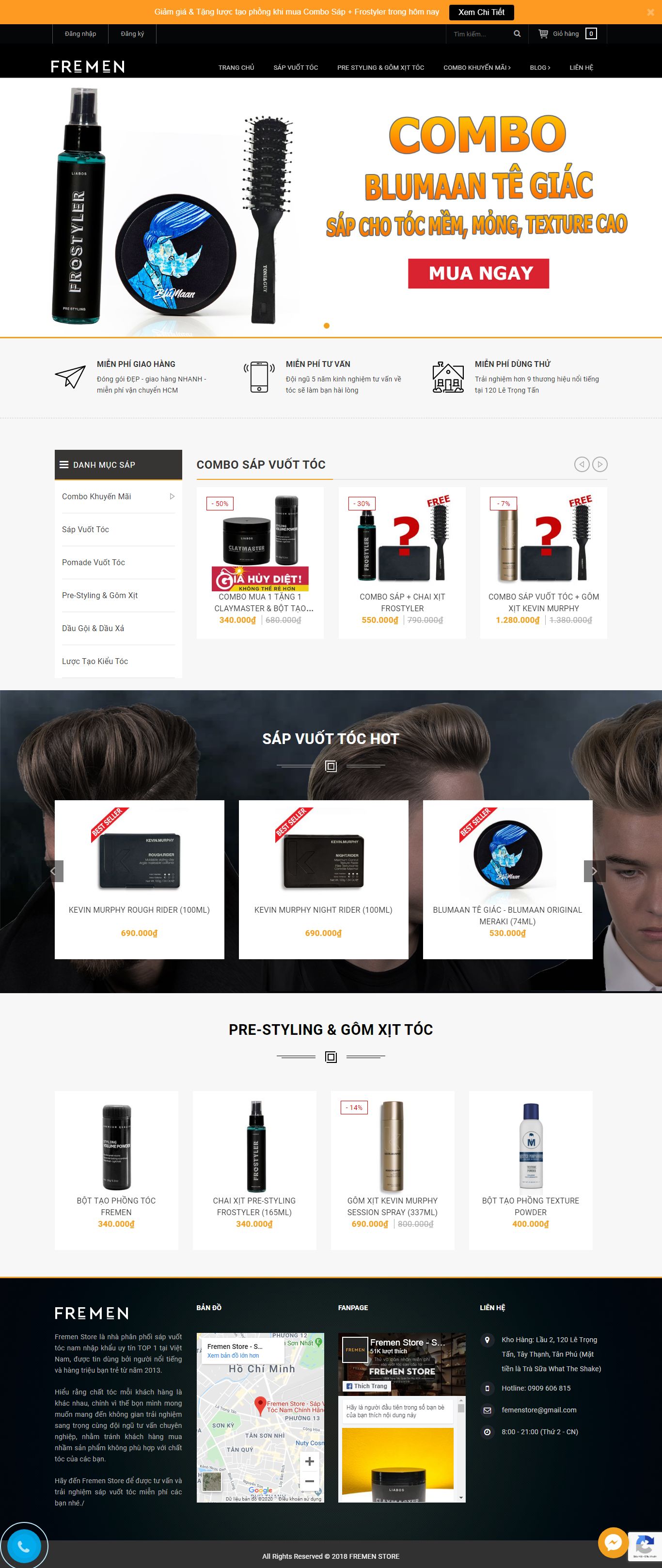 Thiết kế Web bán sáp vuốt tóc fremen.vn