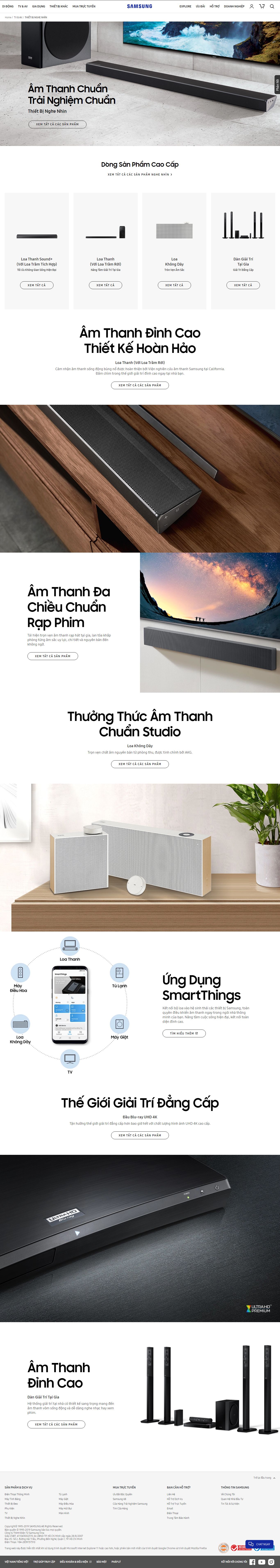 Thiết kế Web bán thiết bị nghe nhìn samsung.com