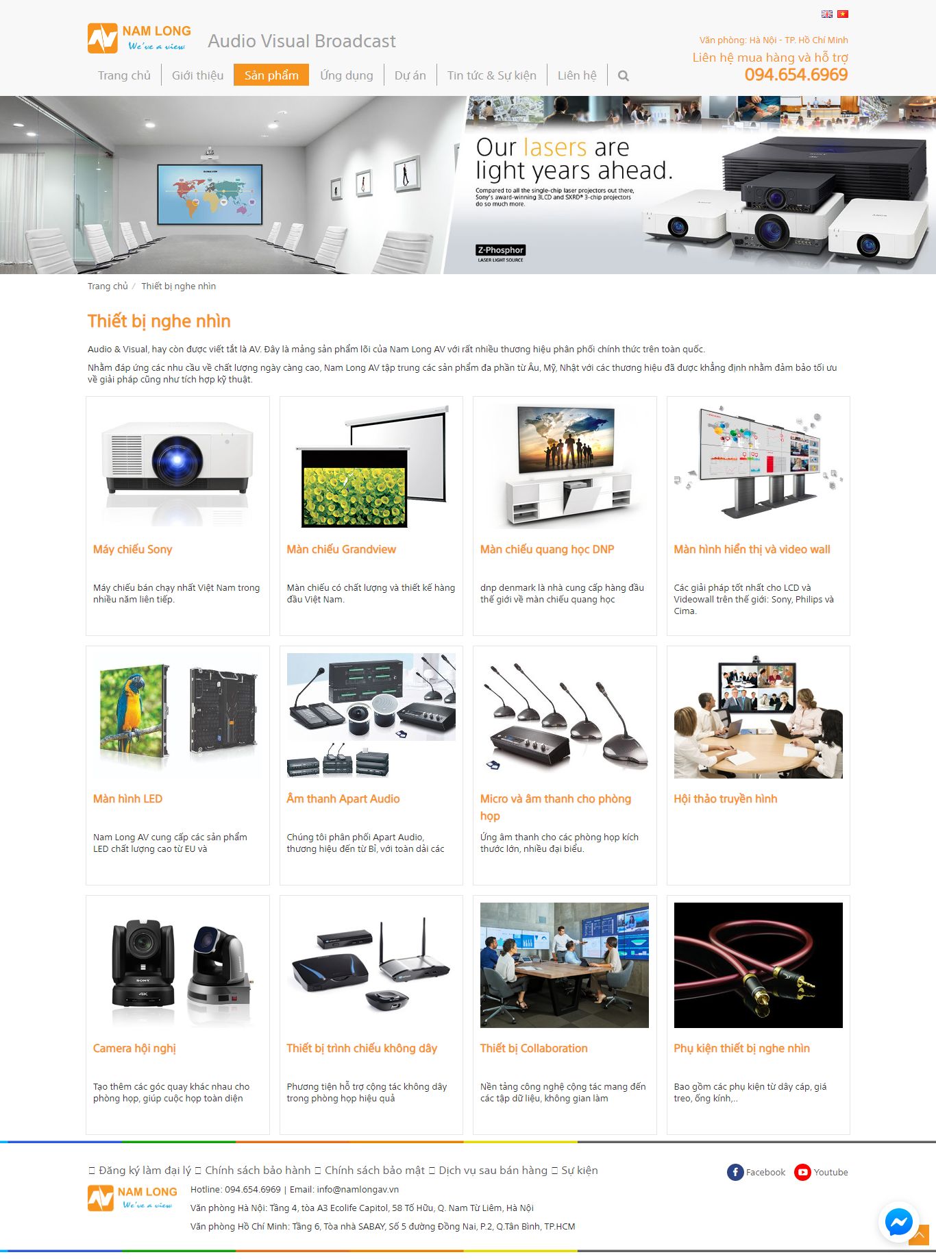 Thiết kế Web bán thiết bị nghe nhìn namlongav.vn