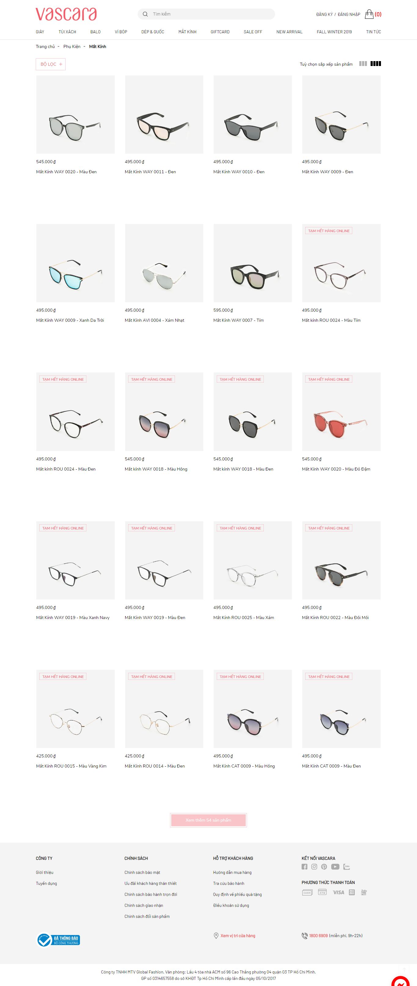 Thiết kế Web kính mắt thời trang, cao cấp vascara.com