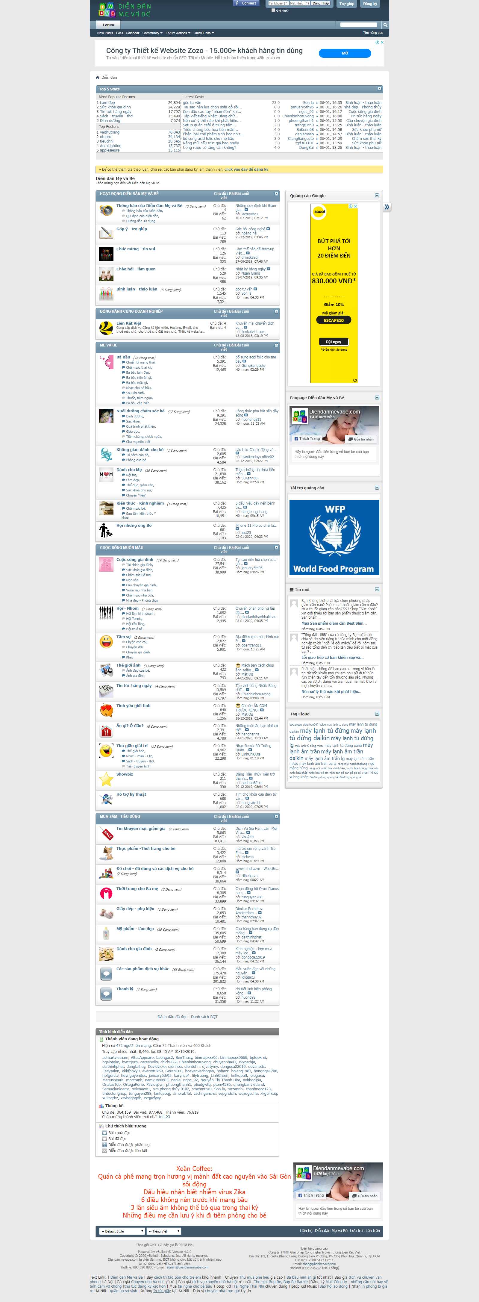 Thiết kế Web diễn đàn diendanmevabe.com