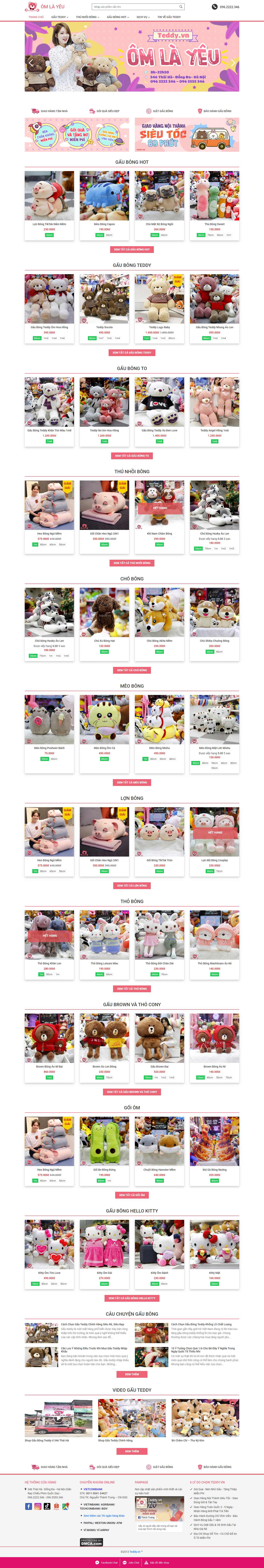 Thiết kế Web thú nhồi bông, quà lưu niệm teddy.vn