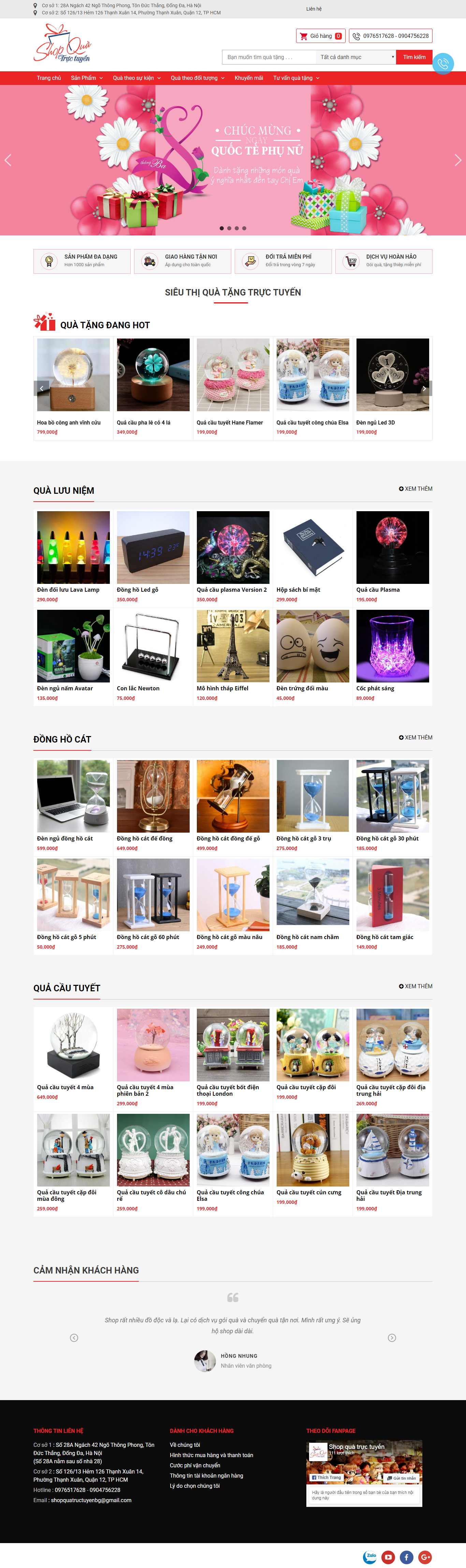 Thiết kế Web thú nhồi bông, quà lưu niệm shopquatructuyen.com