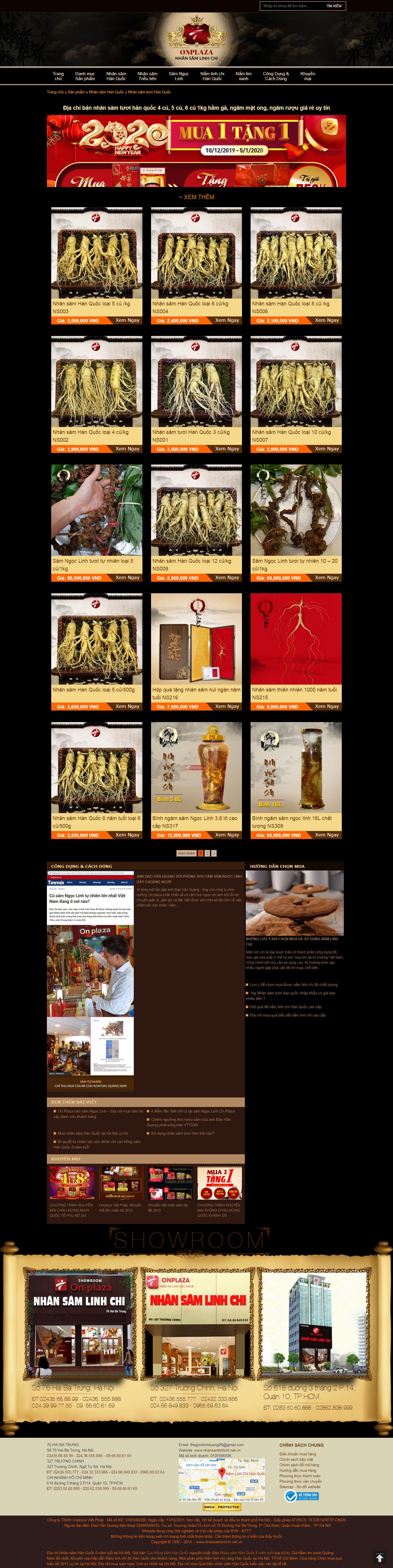 Thiết kế Web bán nhân sâm linh chi nhansamlinhchi.net.vn